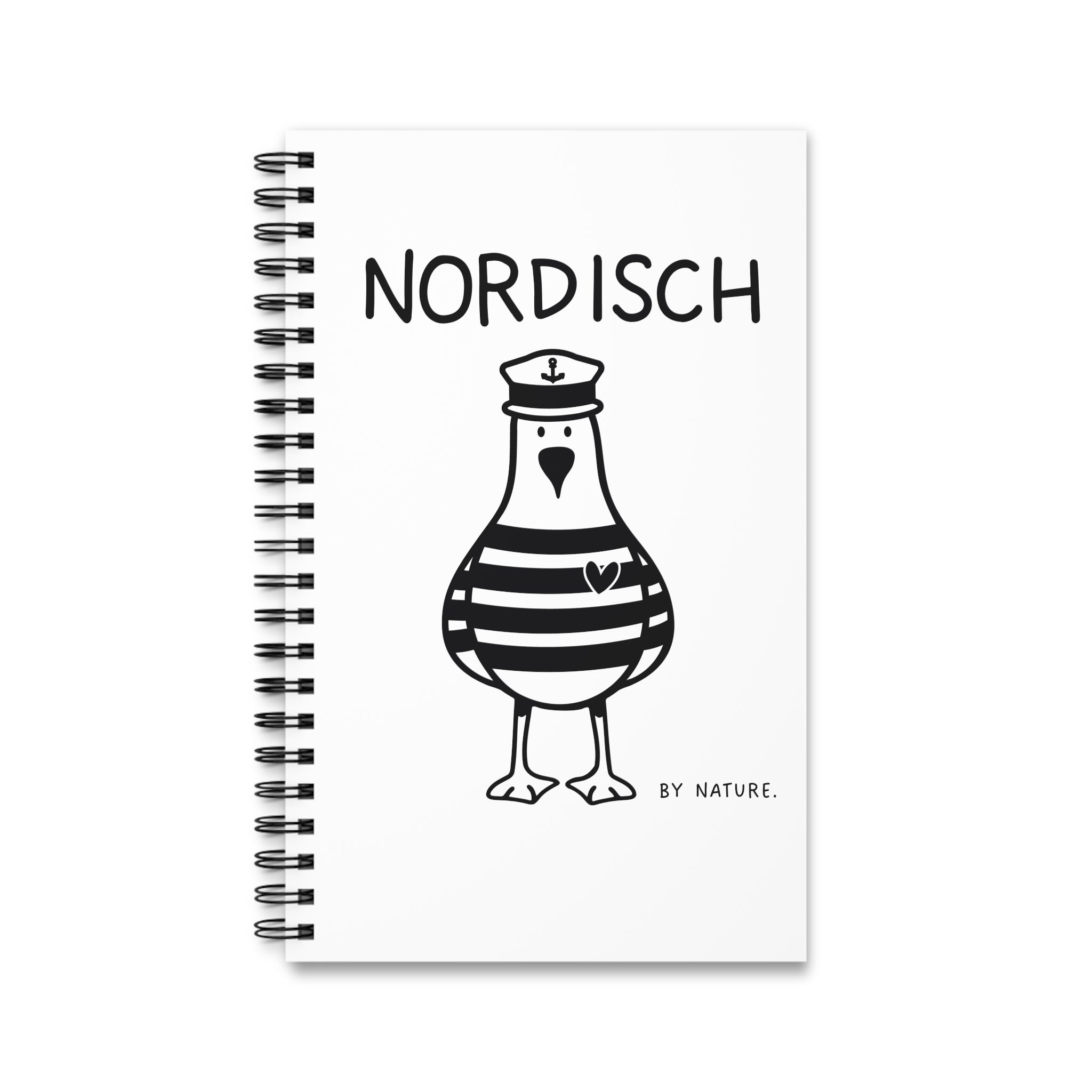NORDISCH BY NATURE | Notizbuch mit Möwen-Print | Spiraljournal A5 | 160 Seiten |liniertes Papier | kreatives Bullet Journal | Skizzenbuch