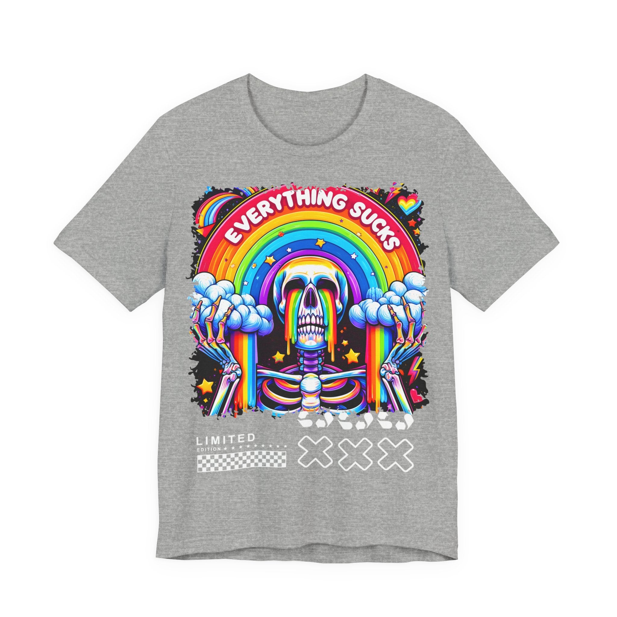 Unisex Jersey T-Shirt „EVERYTHING SUCKS“ – Cooles Kurzarmshirt mit auffälligem Frontprint