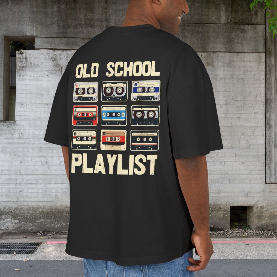 OVERSIZED BOX SHIRT STATEMENT – OLD SCHOOL PLAYLIST | UNISEX T-SHIRT MIT PRINT