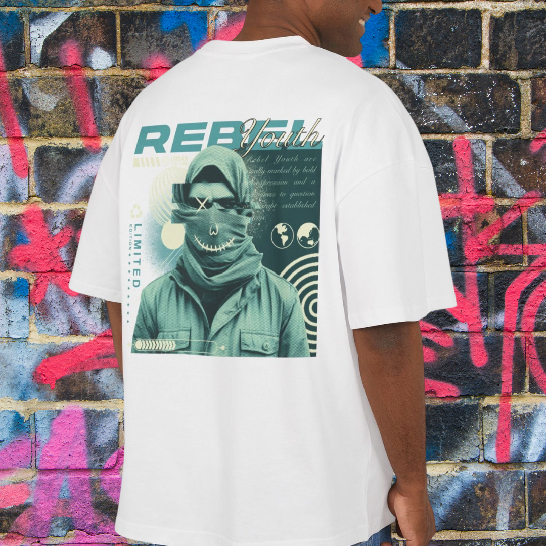 OVERSIZED BOX SHIRT STATEMENT – REBEL YOUTH | UNISEX T-SHIRT MIT PRINT
