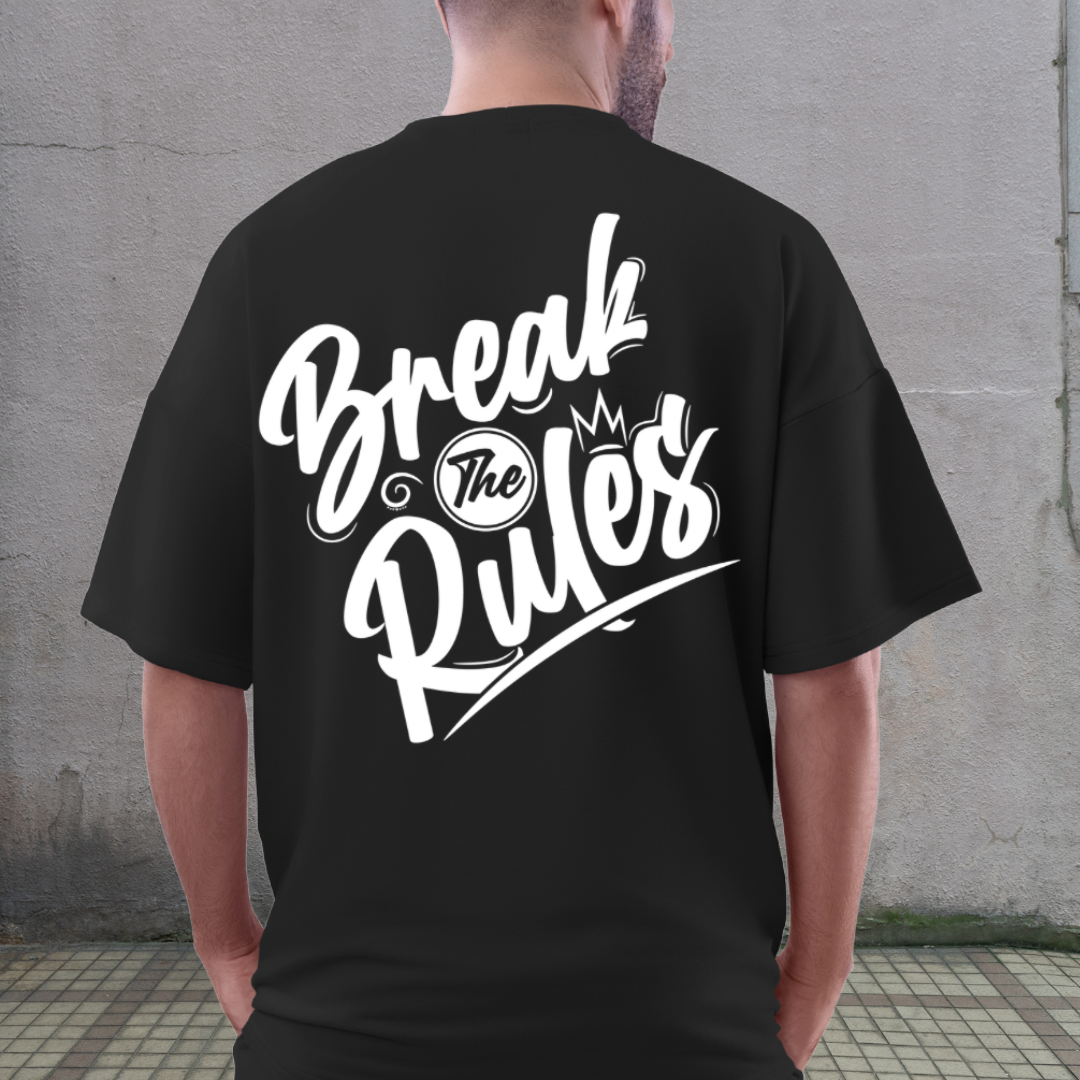 OVERSIZED BOX SHIRT STATEMENT – BREAK THE RULES | UNISEX T-SHIRT MIT PRINT