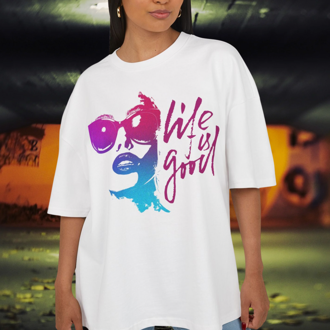 OVERSIZED BOX SHIRT STATEMENT – LIFE IS GOOD | UNISEX T-SHIRT MIT PRINT