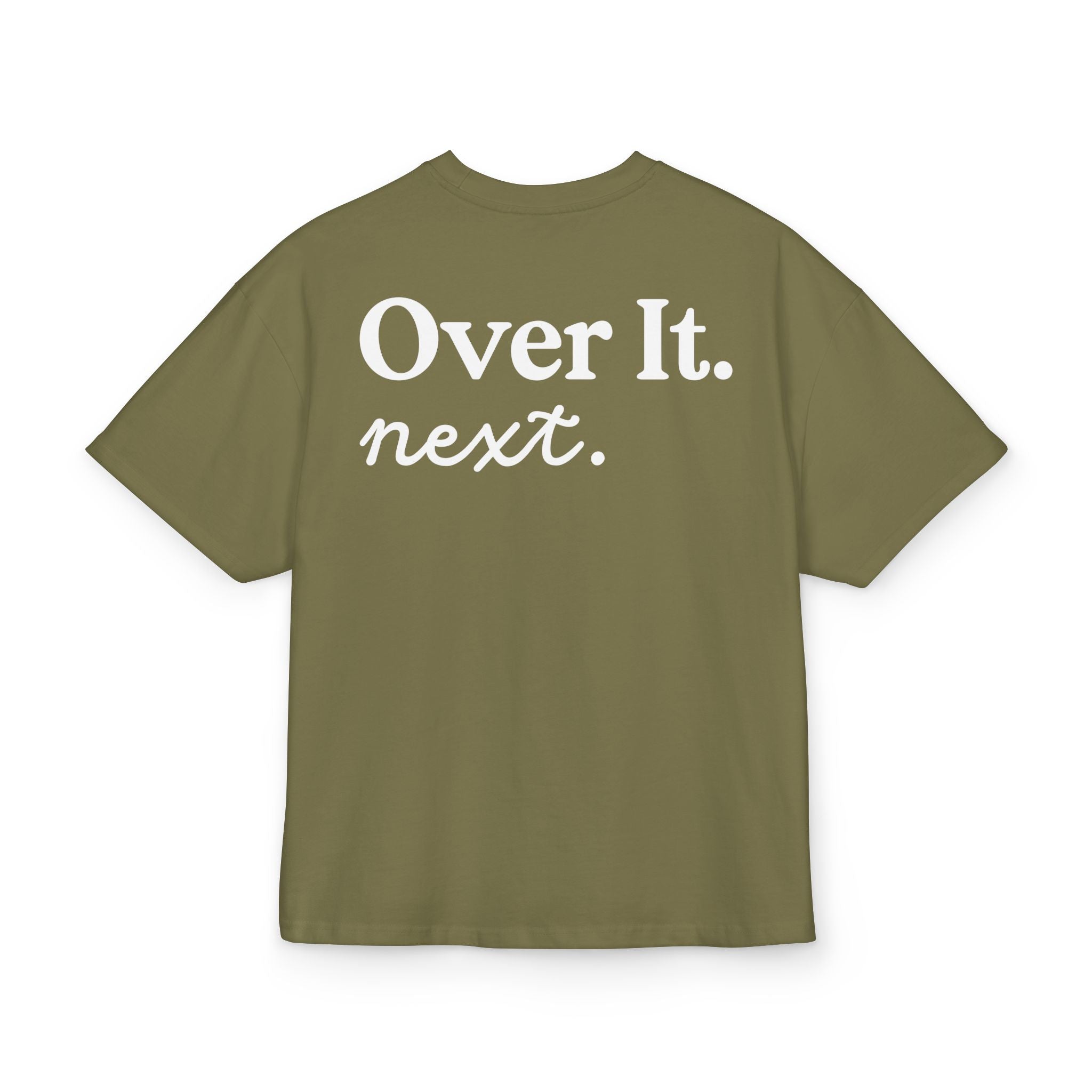 Unisex Ultra Heavy Cotton Box Tee mit Backprint „OVER IT. NEXT“ – stylisches Statement-Shirt aus 100 % Baumwolle