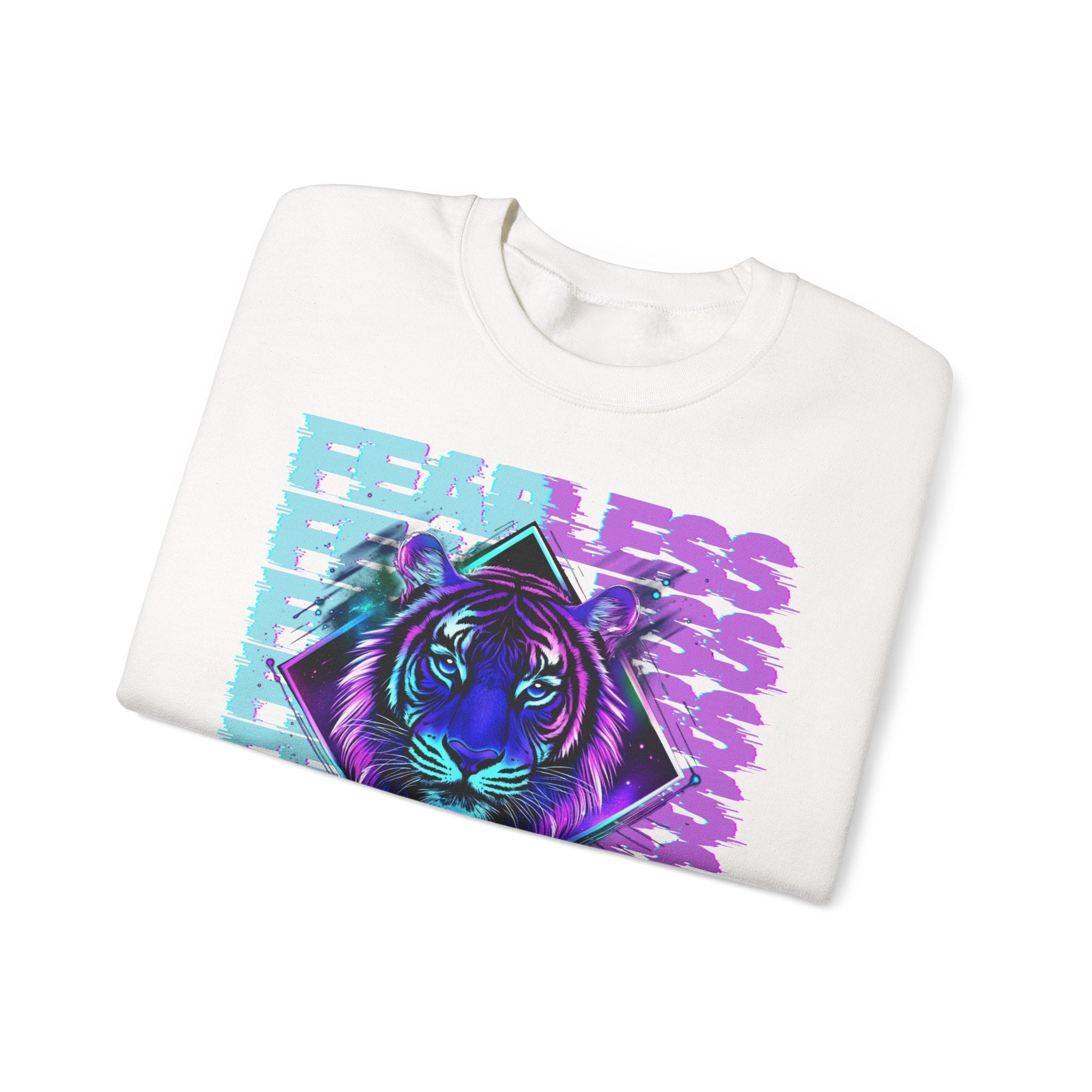 Fearless Tiger Graphic Sweatshirt, Unisex Crewneck, Cozy Fashion, Gift for Animal Lovers, Perfect for Casual Wear, Unique Fall Outfit