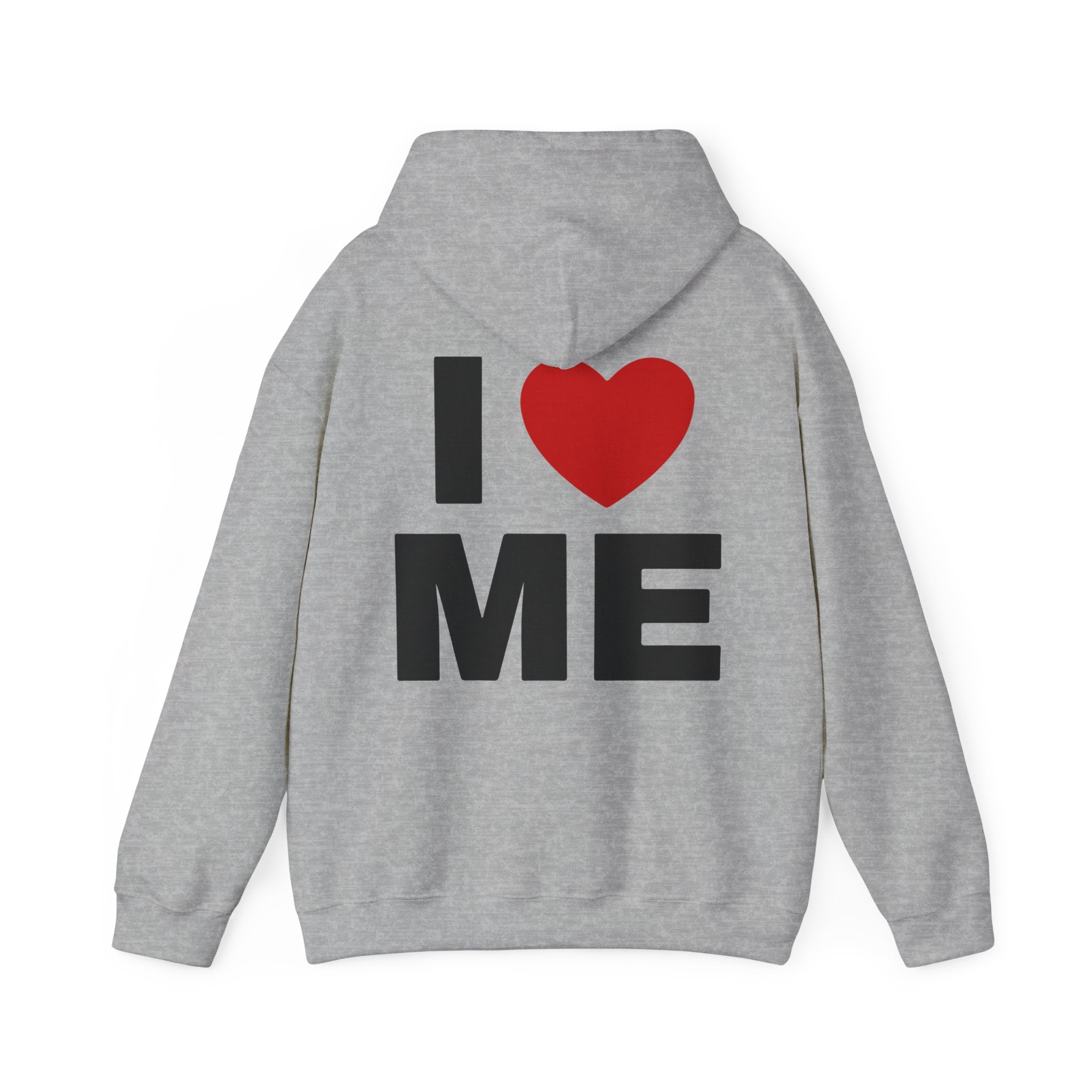Unisex Hoodie mit Rückenprint „I LOVE ME“ – Hoodie mit kraftvollem Statement