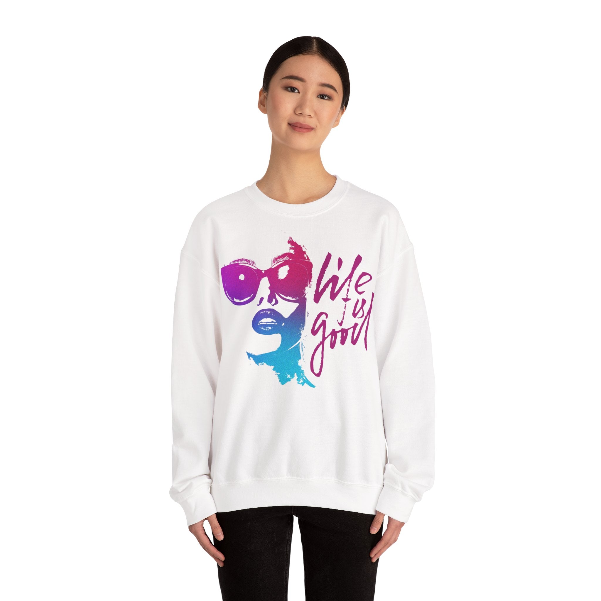 Life is Good Crewneck Sweatshirt, Unisex Casual Sweatshirt, Inspirational Gift for Her, Everyday Wear, Cozy Fashion, Summer Vibes
