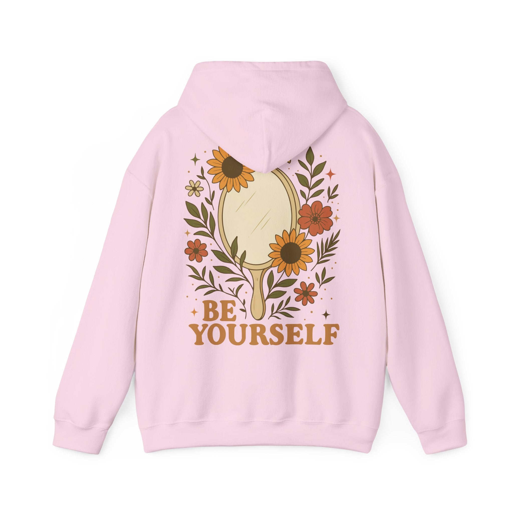 Unisex Hoodie mit Rückenprint „BE YOURSELF“ – Hoodie mit Statement für Selbstvertrauen