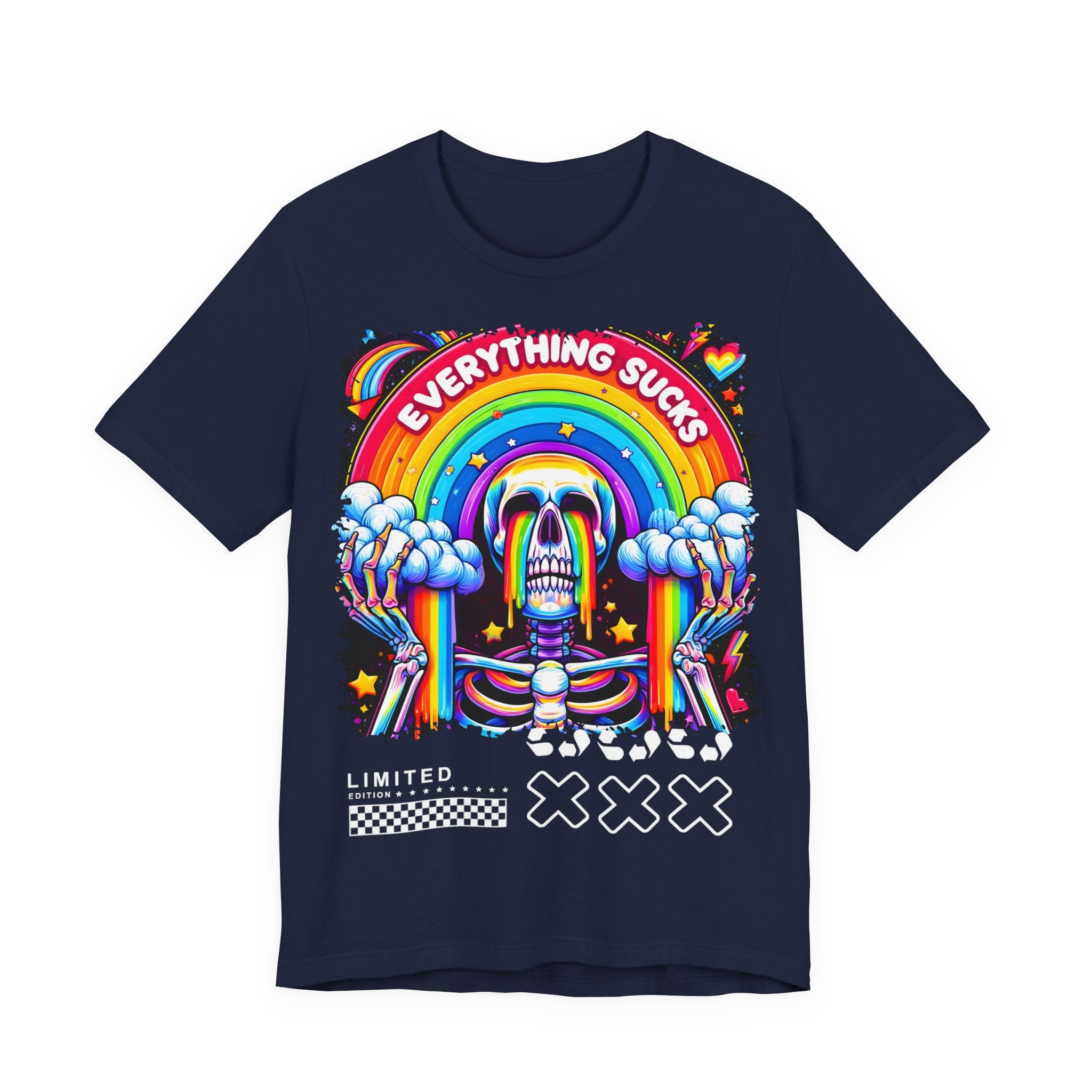 Unisex Jersey T-Shirt „EVERYTHING SUCKS“ – Cooles Kurzarmshirt mit auffälligem Frontprint