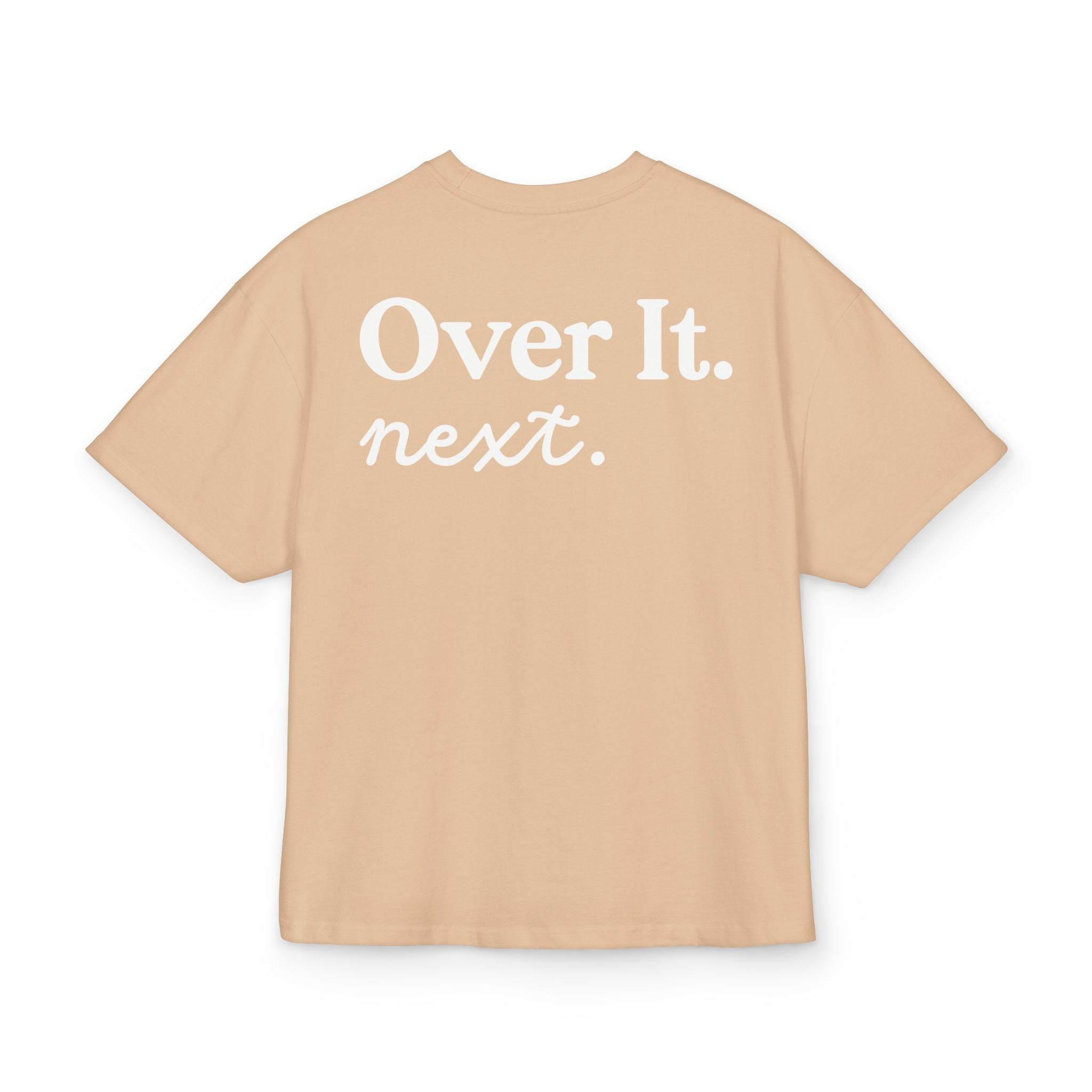 Unisex Ultra Heavy Cotton Box Tee mit Backprint „OVER IT. NEXT“ – stylisches Statement-Shirt aus 100 % Baumwolle