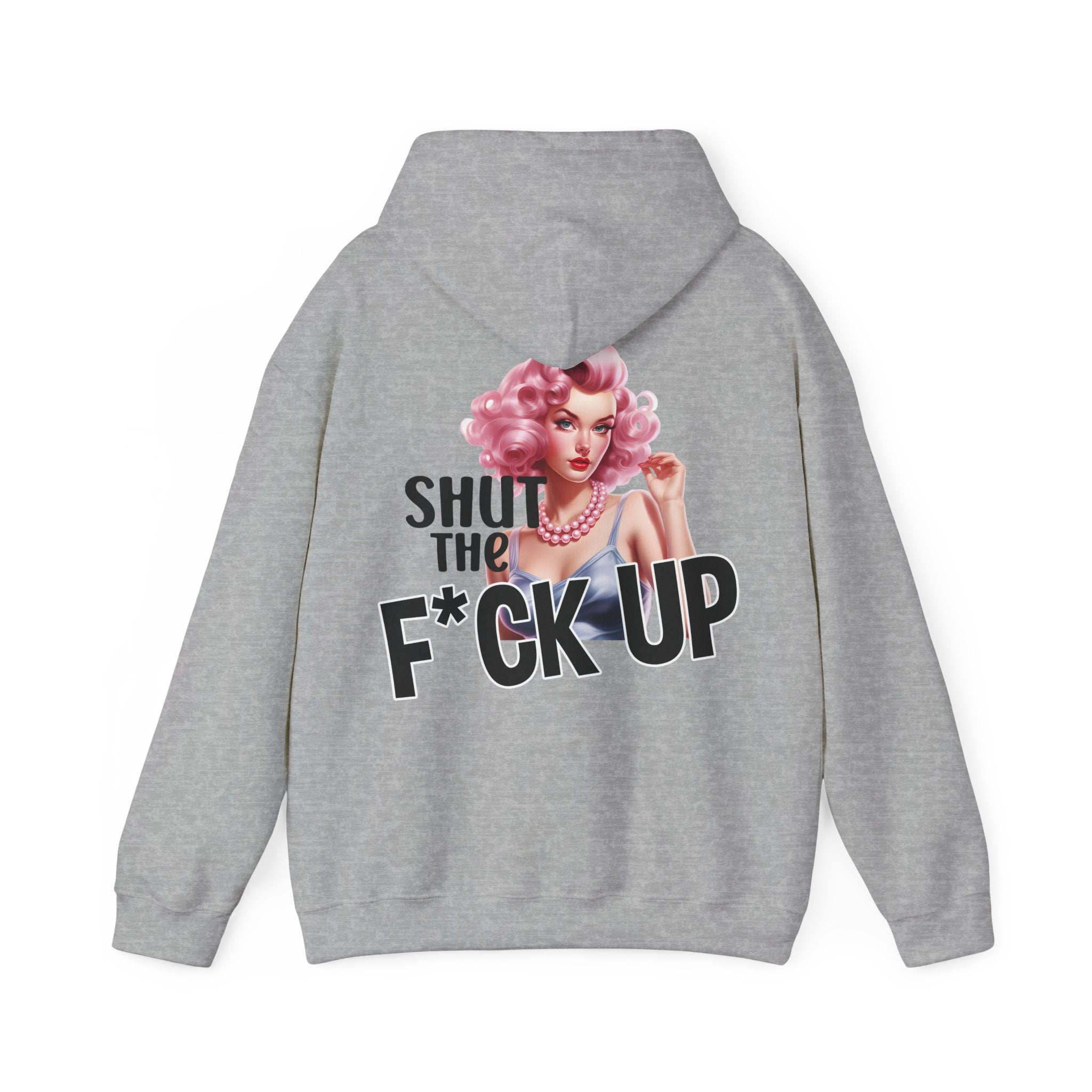 Unisex Hoodie mit Rückenprint „SHUT THE F*CK UP“ – Hoodie mit frechem Statement