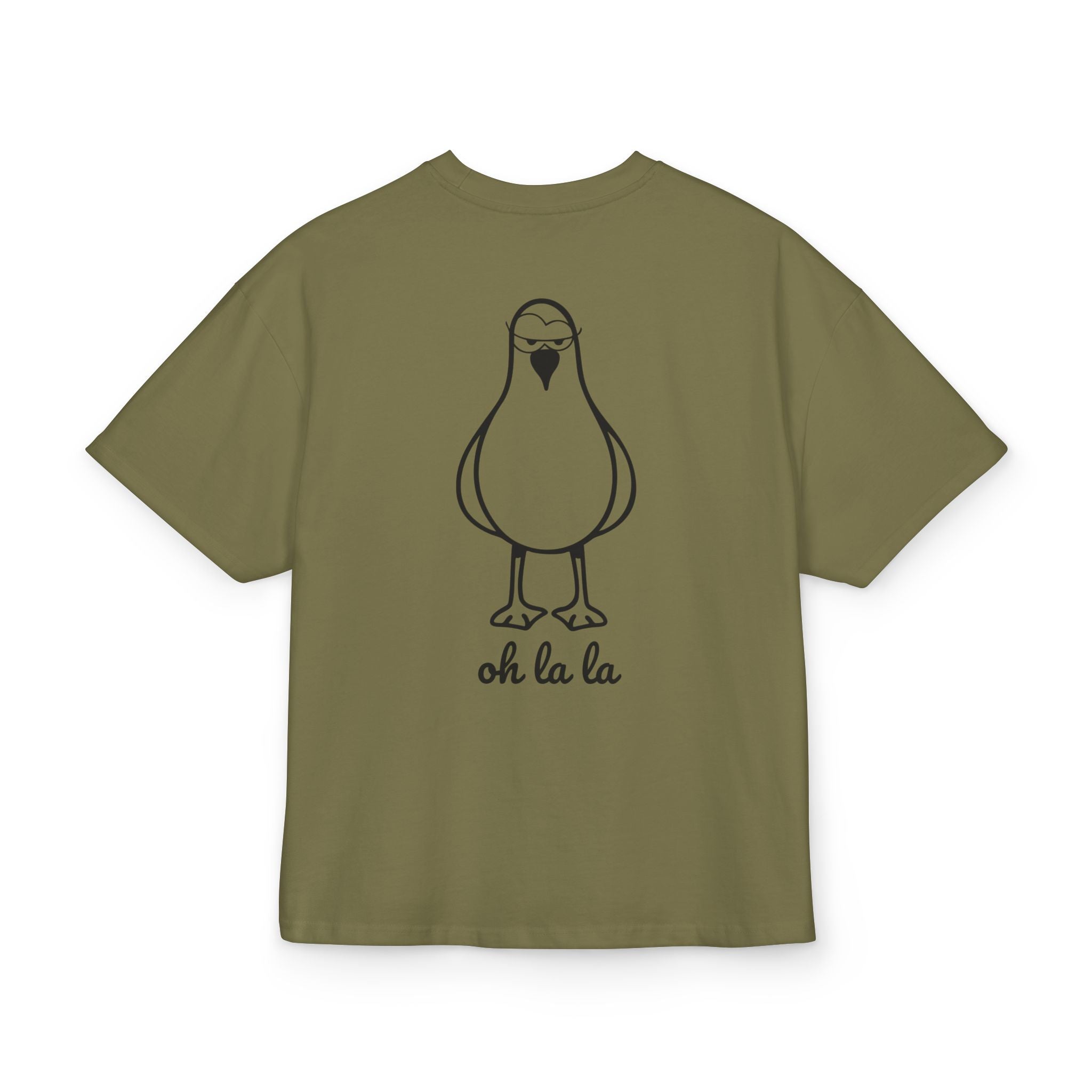 Unisex Ultra Heavy Cotton Box Tee „Sexy Möwe Oh La La“ – Lässiges Boxy Shirt mit frechem Rückenprint