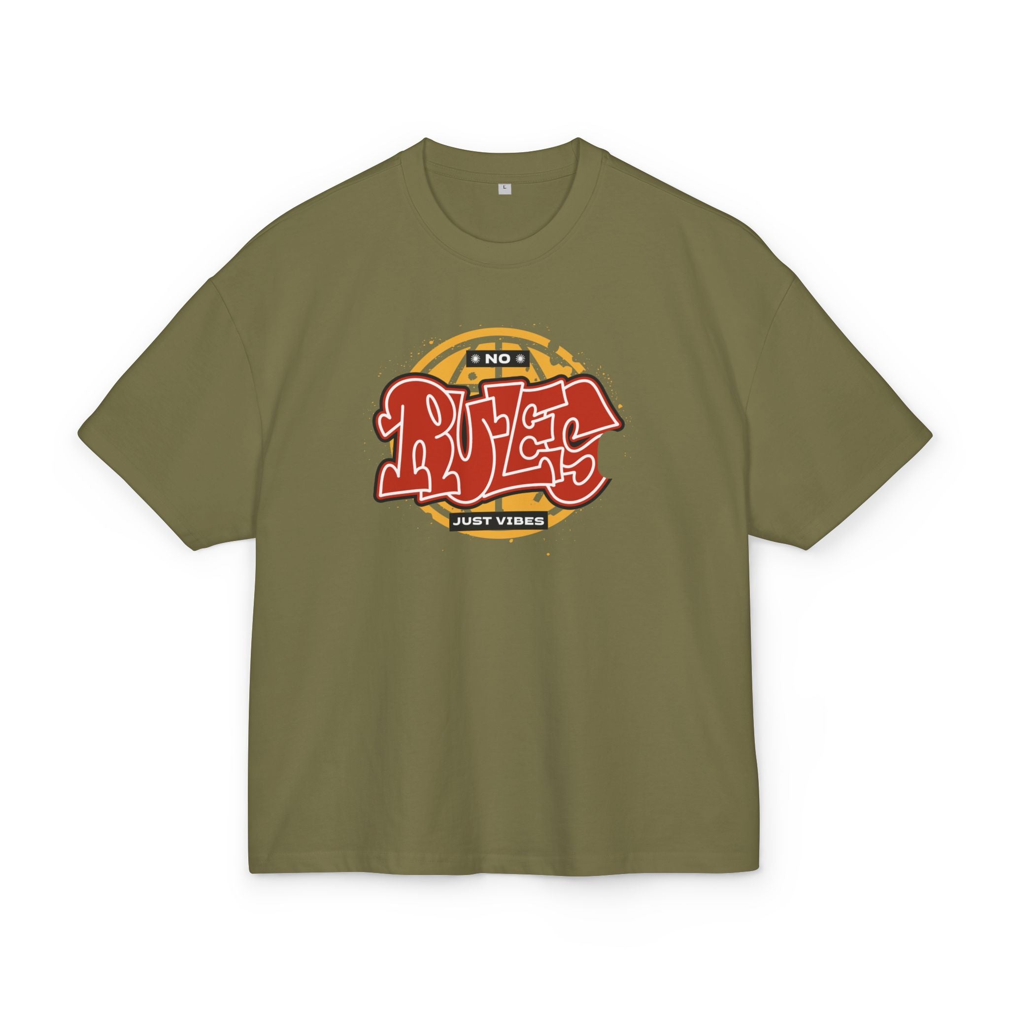 OVERSIZED BOX SHIRT STATEMENT – NO RULES JUST VIBES | UNISEX T-SHIRT MIT PRINT