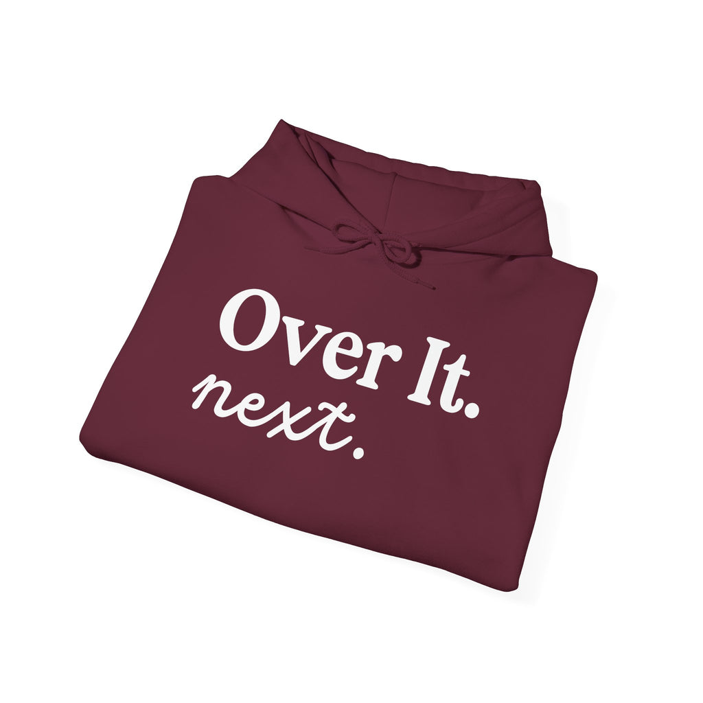 Unisex Heavy Blend™ Hoodie „OVER IT. NEXT.“ – lässiger Hoodie mit starkem Statement-Print