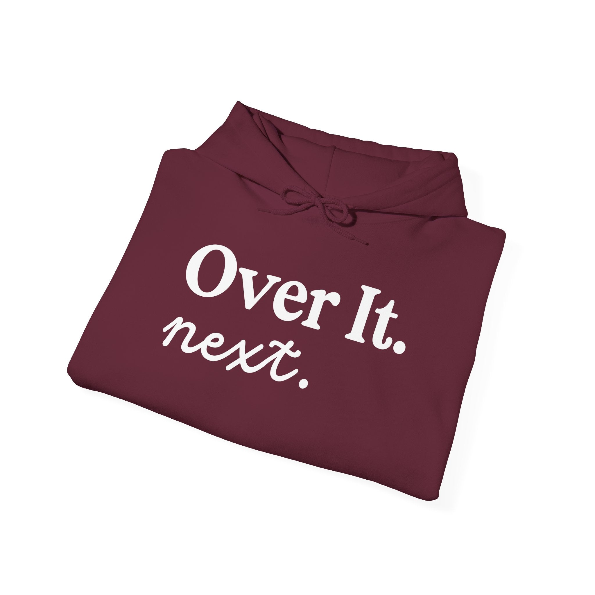 Unisex Heavy Blend™ Hoodie „OVER IT. NEXT.“ – lässiger Hoodie mit starkem Statement-Print