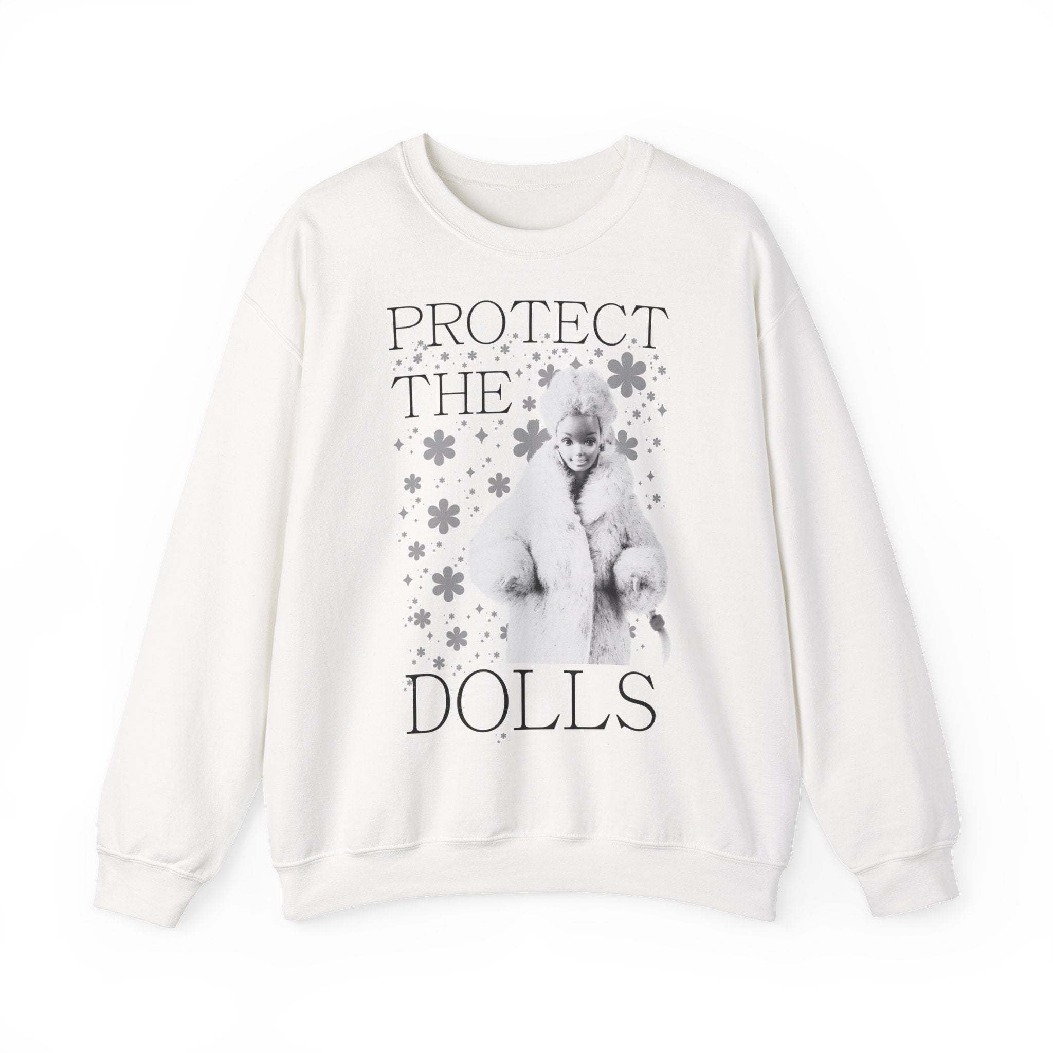 Protect the Dolls Crewneck Sweatshirt | Cozy Casual Wear, Gift for Fashion Lovers, Graphic Sweater, Fall Essentials, Vintage Aesthetic