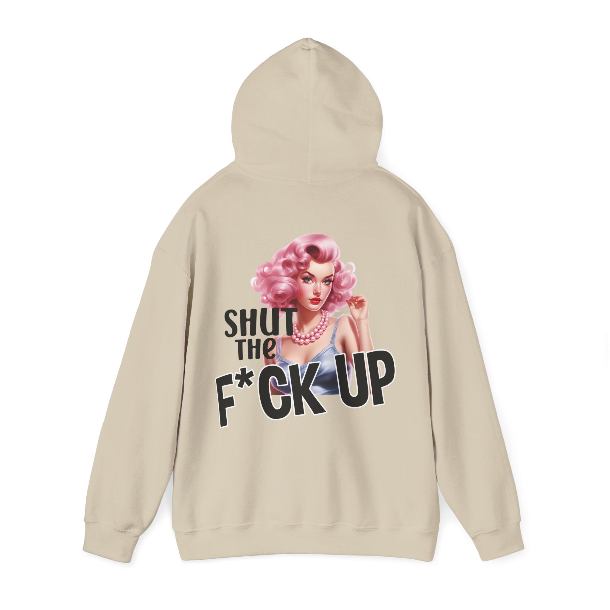 Unisex Hoodie mit Rückenprint „SHUT THE F*CK UP“ – Hoodie mit frechem Statement