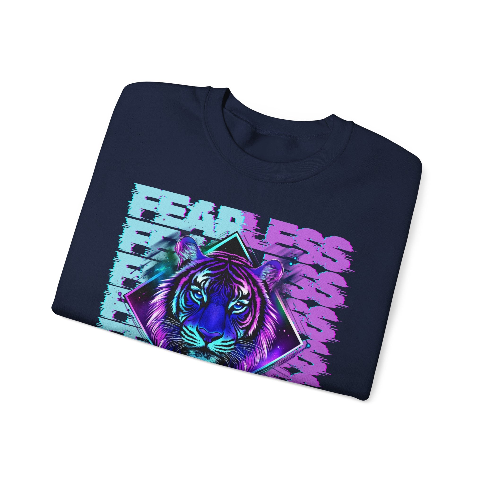 Fearless Tiger Graphic Sweatshirt, Unisex Crewneck, Cozy Fashion, Gift for Animal Lovers, Perfect for Casual Wear, Unique Fall Outfit