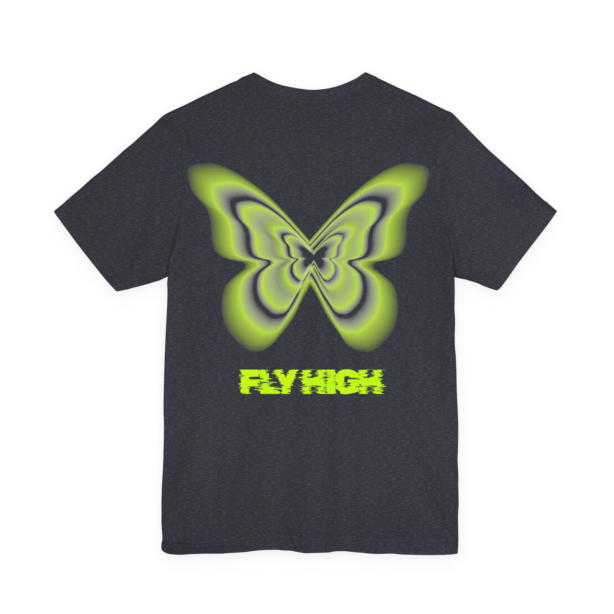 Unisex Jersey T-Shirt „Fly High“ – Lässiges Kurzarmshirt mit kleinem Front- und großem Rückenprint