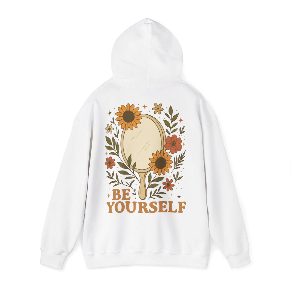 Unisex Hoodie mit Rückenprint „BE YOURSELF“ – Hoodie mit Statement für Selbstvertrauen