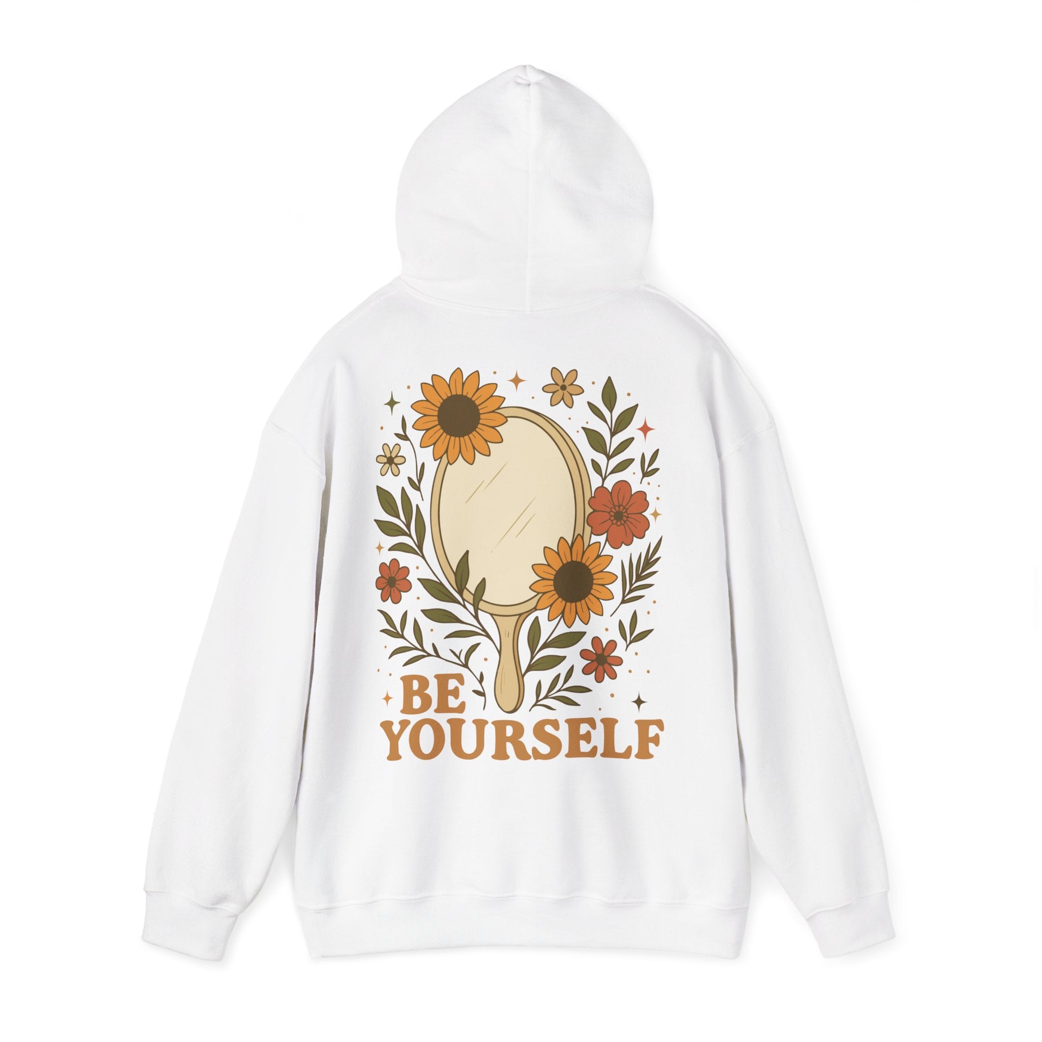 Unisex Hoodie mit Rückenprint „BE YOURSELF“ – Hoodie mit Statement für Selbstvertrauen