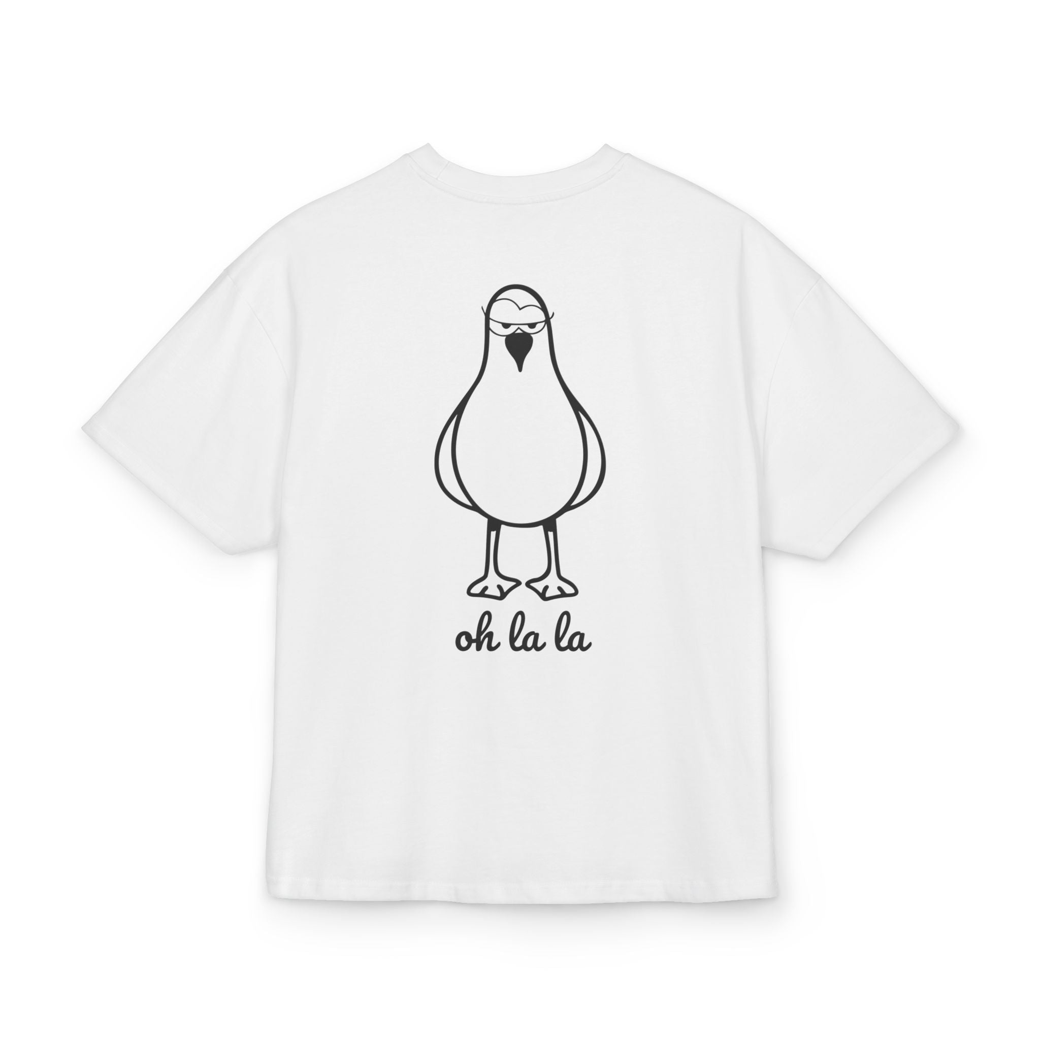 Unisex Ultra Heavy Cotton Box Tee „Sexy Möwe Oh La La“ – Lässiges Boxy Shirt mit frechem Rückenprint