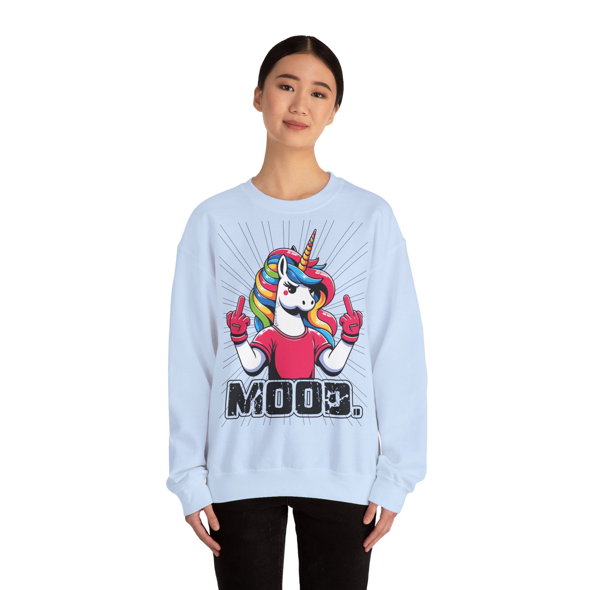 Funny Unicorn Sweatshirt, Mood Sweatshirt, Gift for Her, Cute Crewneck, Rainbow Unicorn Apparel, Cozy Sweatshirt for Teens, Quirky Gift