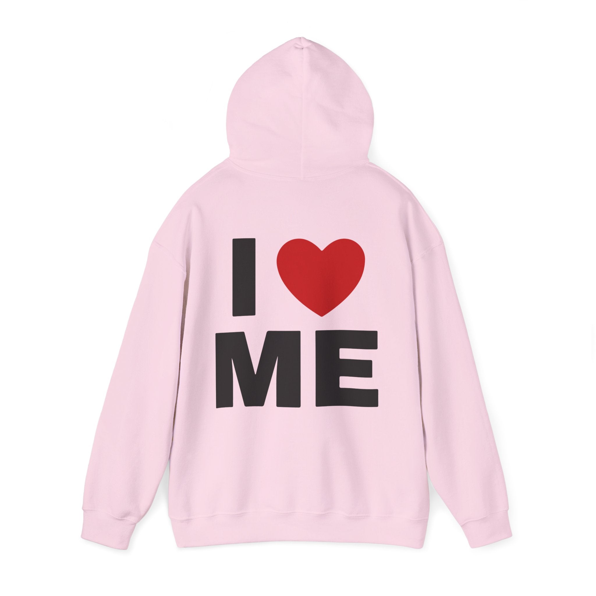 Unisex Hoodie mit Rückenprint „I LOVE ME“ – Hoodie mit kraftvollem Statement