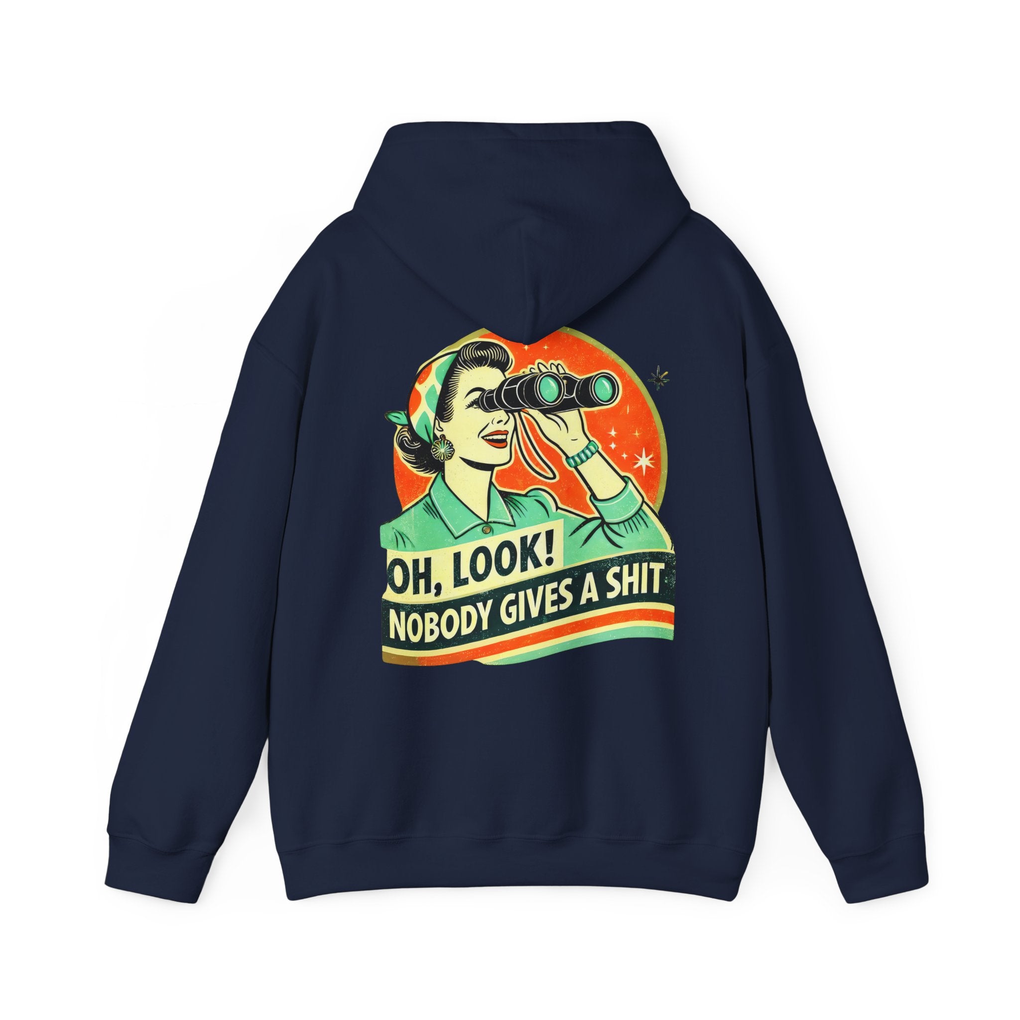 Hoodie „Oh Look Nobody Gives a Shit“ – Frecher Unisex Hoodie mit Statement-Rückenprint