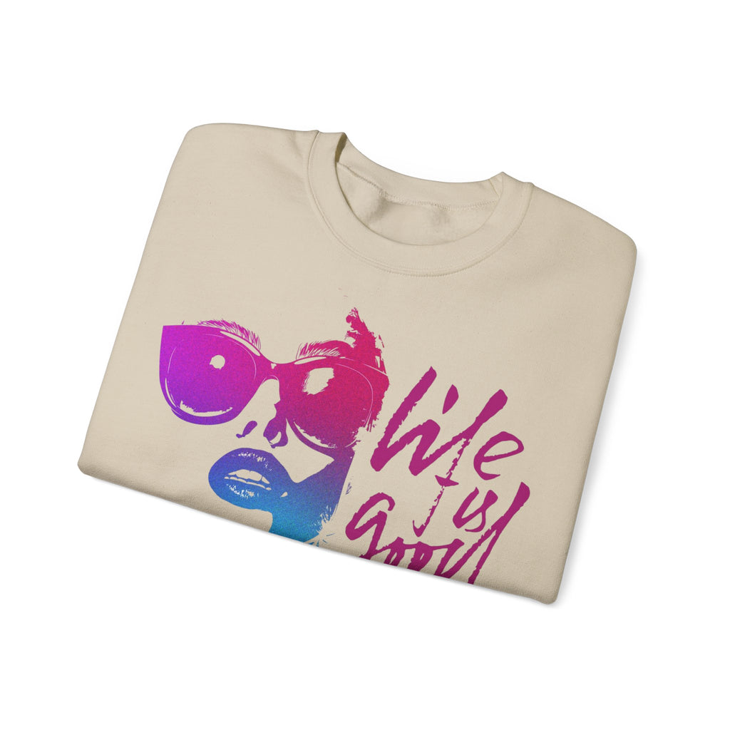 Life is Good Crewneck Sweatshirt, Unisex Casual Sweatshirt, Inspirational Gift for Her, Everyday Wear, Cozy Fashion, Summer Vibes