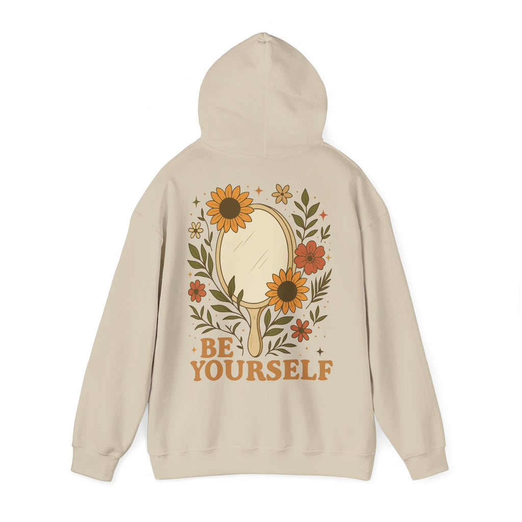 Unisex Hoodie mit Rückenprint „BE YOURSELF“ – Hoodie mit Statement für Selbstvertrauen