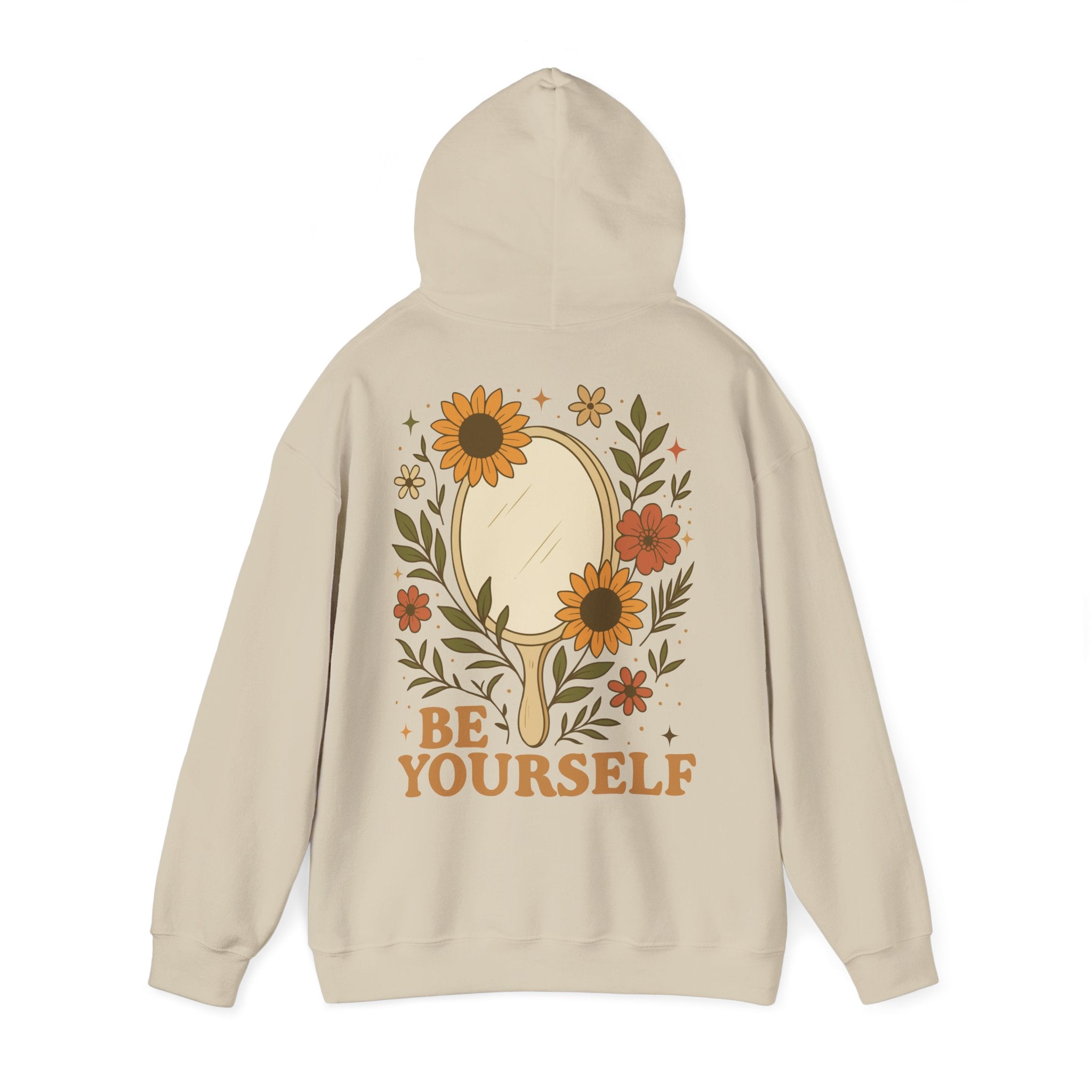 Unisex Hoodie mit Rückenprint „BE YOURSELF“ – Hoodie mit Statement für Selbstvertrauen