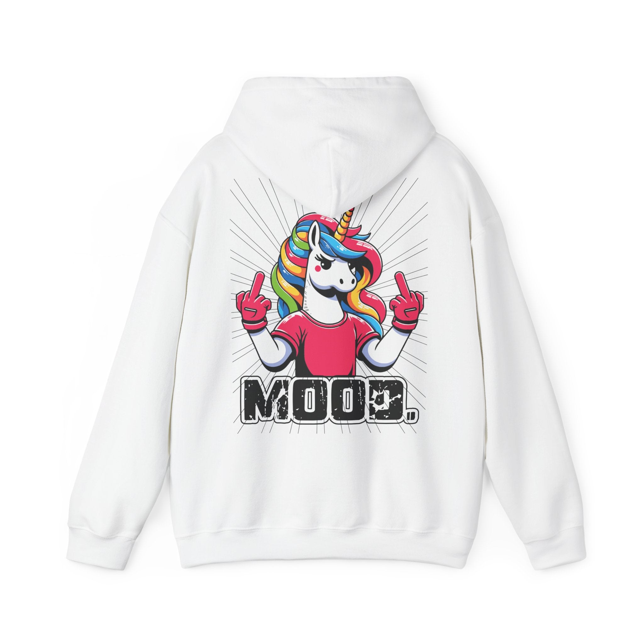 Hoodie „Mittelfinger Mood“ – Lustiger Einhorn Hoodie Unisex mit frechem Rückenprint