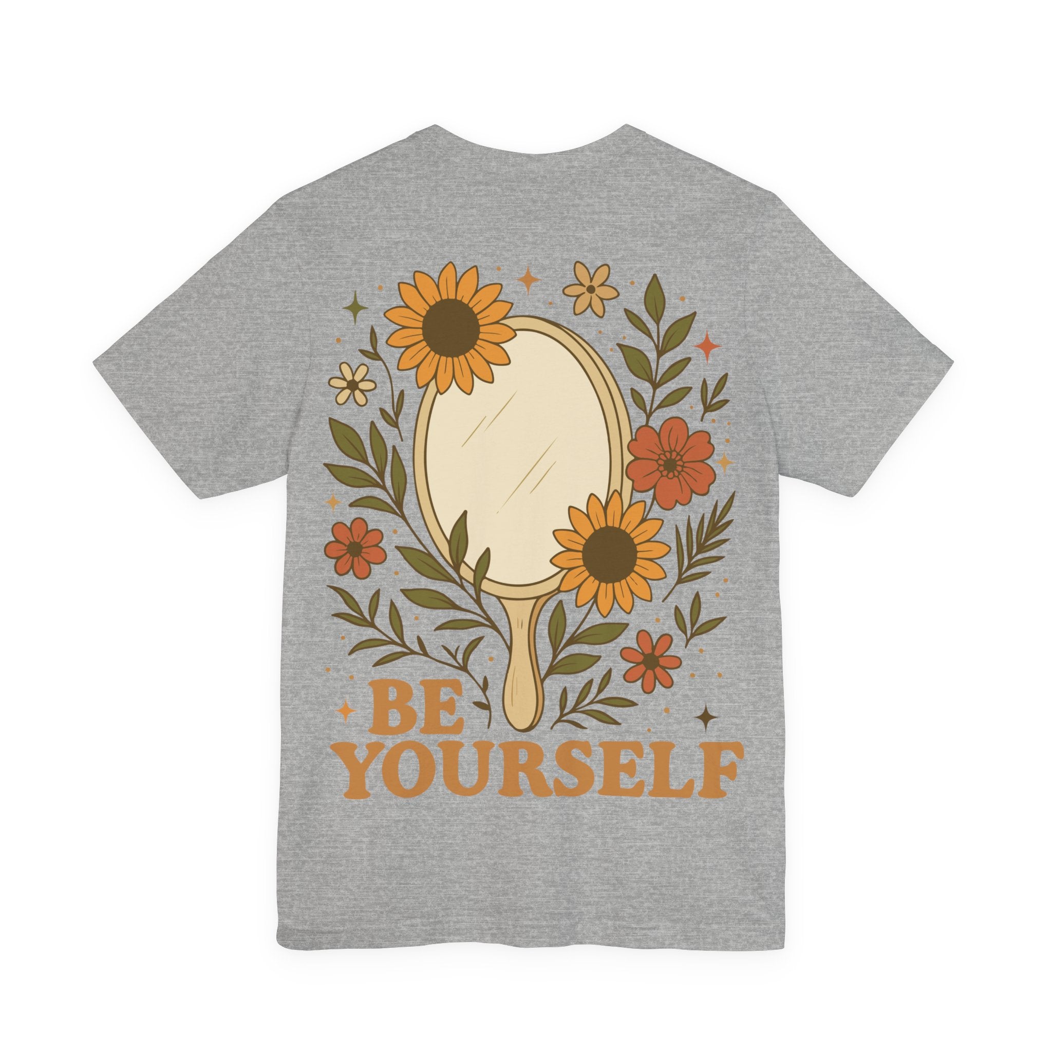 Unisex Jersey T-Shirt mit Rückenprint „BE YOURSELF“ – stylisches Statement Shirt aus 100 % Baumwolle