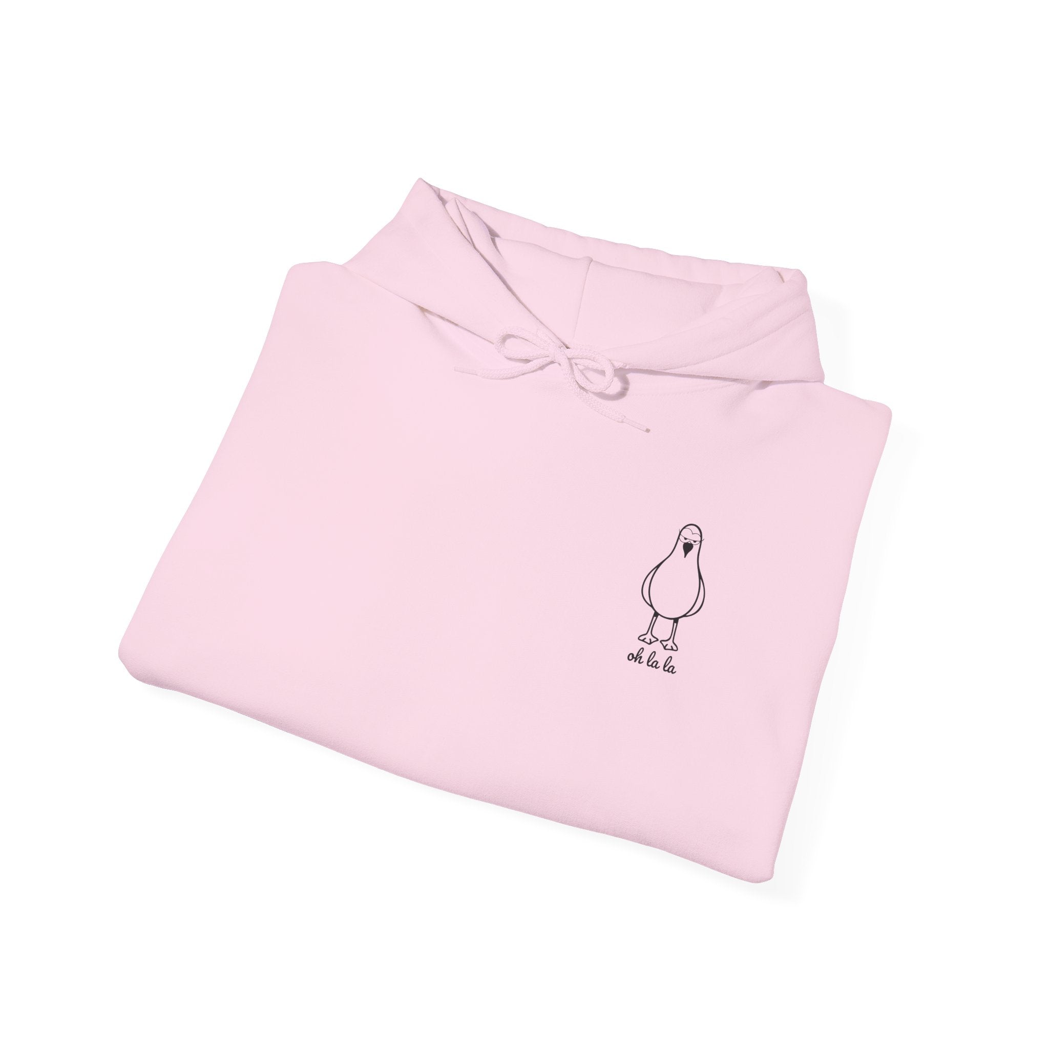 Hoodie „Sexy Möwe – Oh La La“ – Unisex Hoodie mit kleinem Frontprint & großem Rückenprint