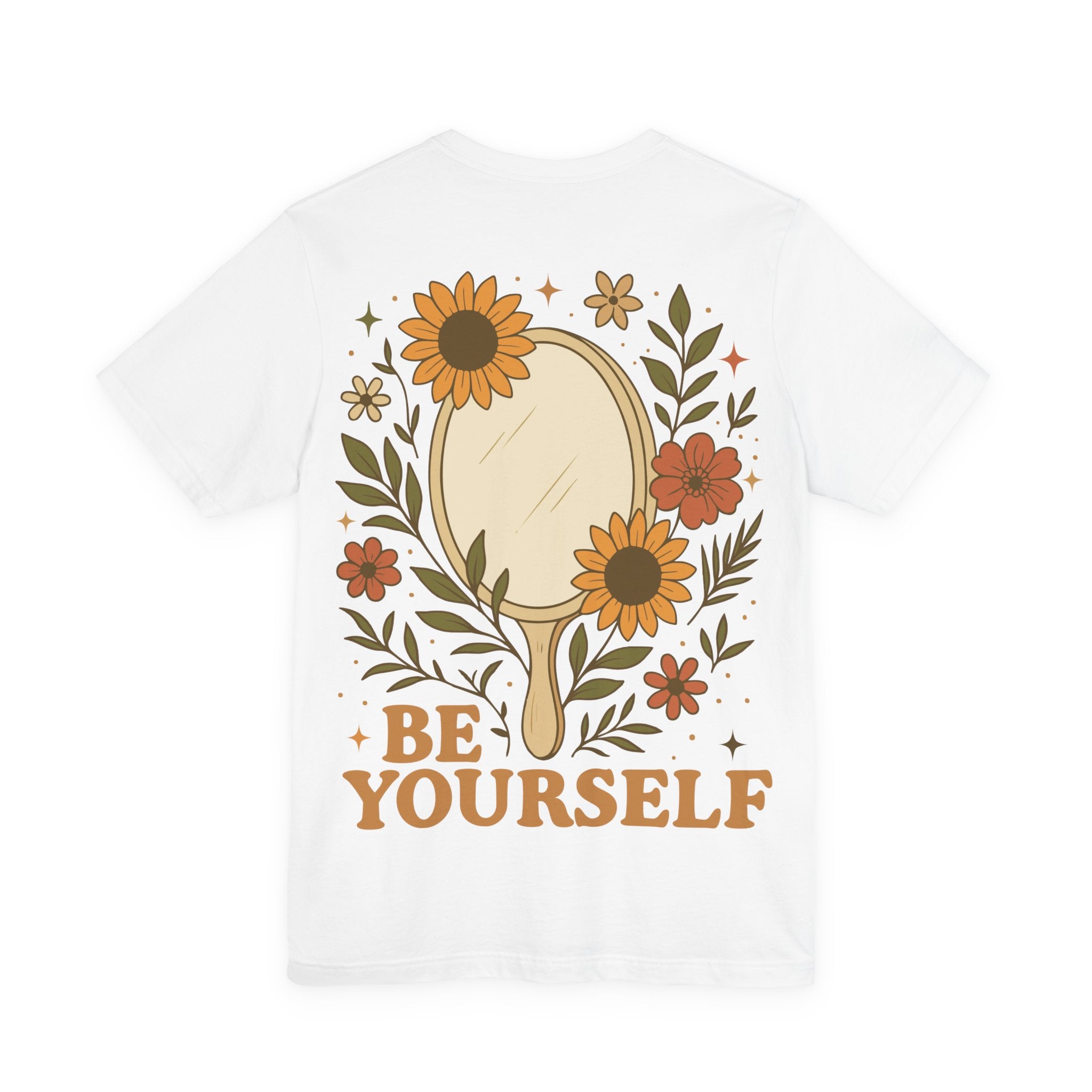 Unisex Jersey T-Shirt mit Rückenprint „BE YOURSELF“ – stylisches Statement Shirt aus 100 % Baumwolle