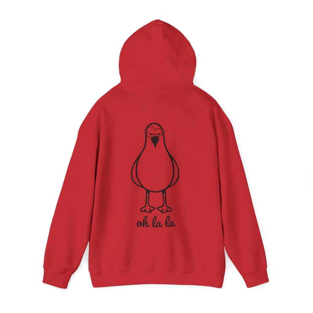 Hoodie „Sexy Möwe – Oh La La“ – Unisex Hoodie mit kleinem Frontprint & großem Rückenprint