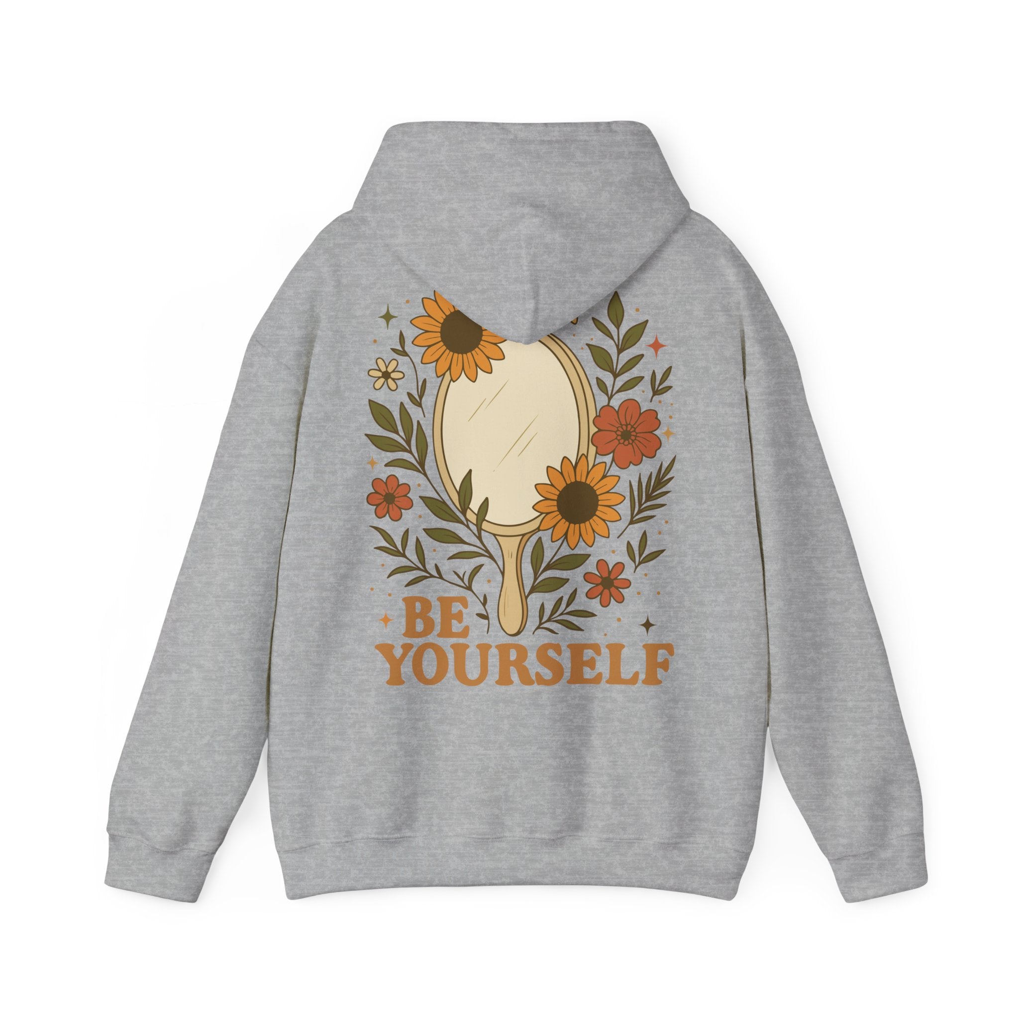 Unisex Hoodie mit Rückenprint „BE YOURSELF“ – Hoodie mit Statement für Selbstvertrauen
