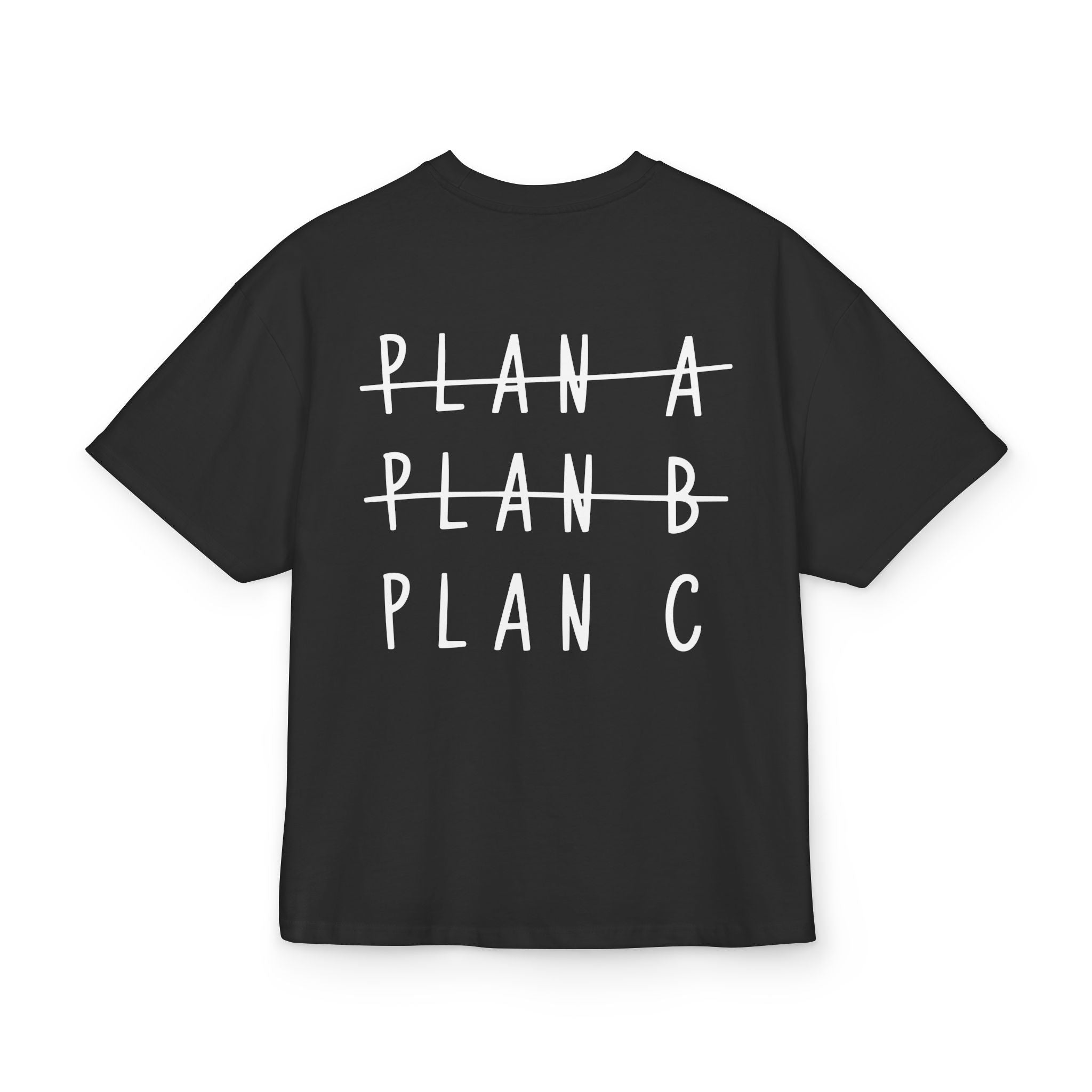 Unisex Ultra Heavy Cotton Box Tee mit Backprint „PLAN C“ – robustes Statement-Shirt aus 100 % Baumwolle