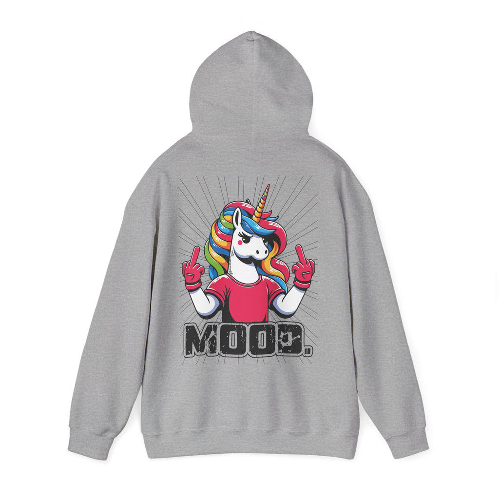 Hoodie „Mittelfinger Mood“ – Lustiger Einhorn Hoodie Unisex mit frechem Rückenprint