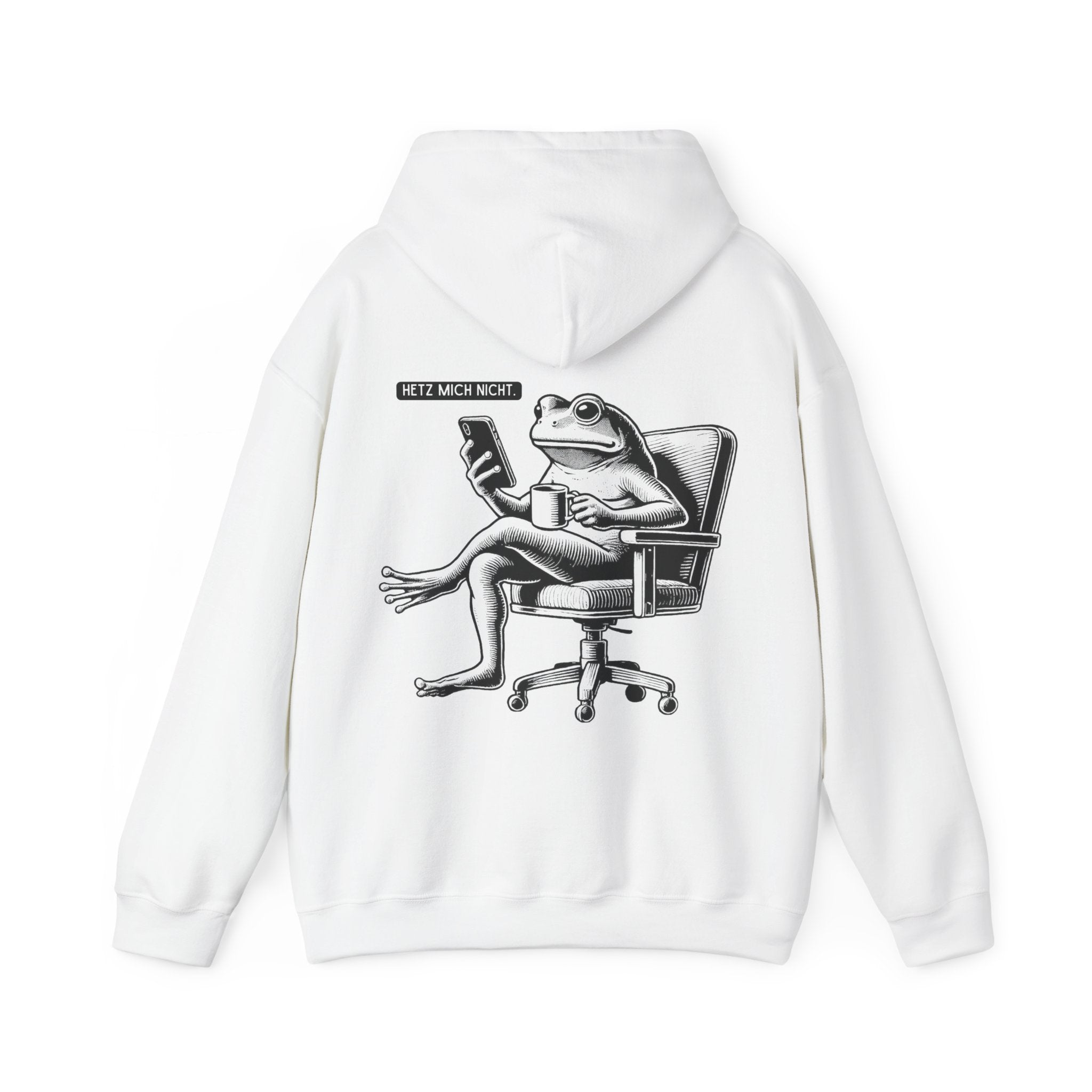 Unisex Hoodie mit Rückenprint „HETZT MICH NICHT“ – Hoodie mit humorvollem Statement
