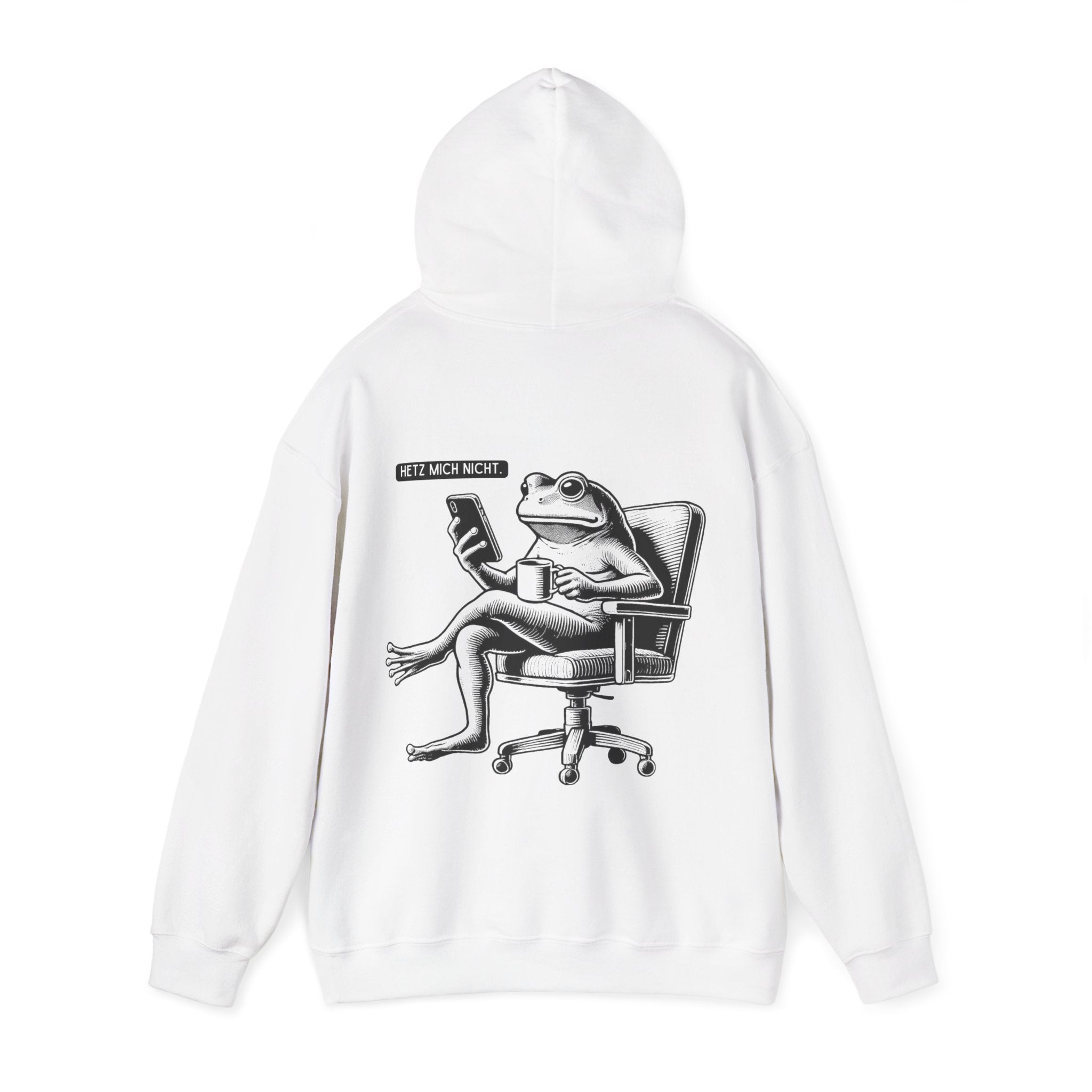 Unisex Hoodie mit Rückenprint „HETZT MICH NICHT“ – Hoodie mit humorvollem Statement