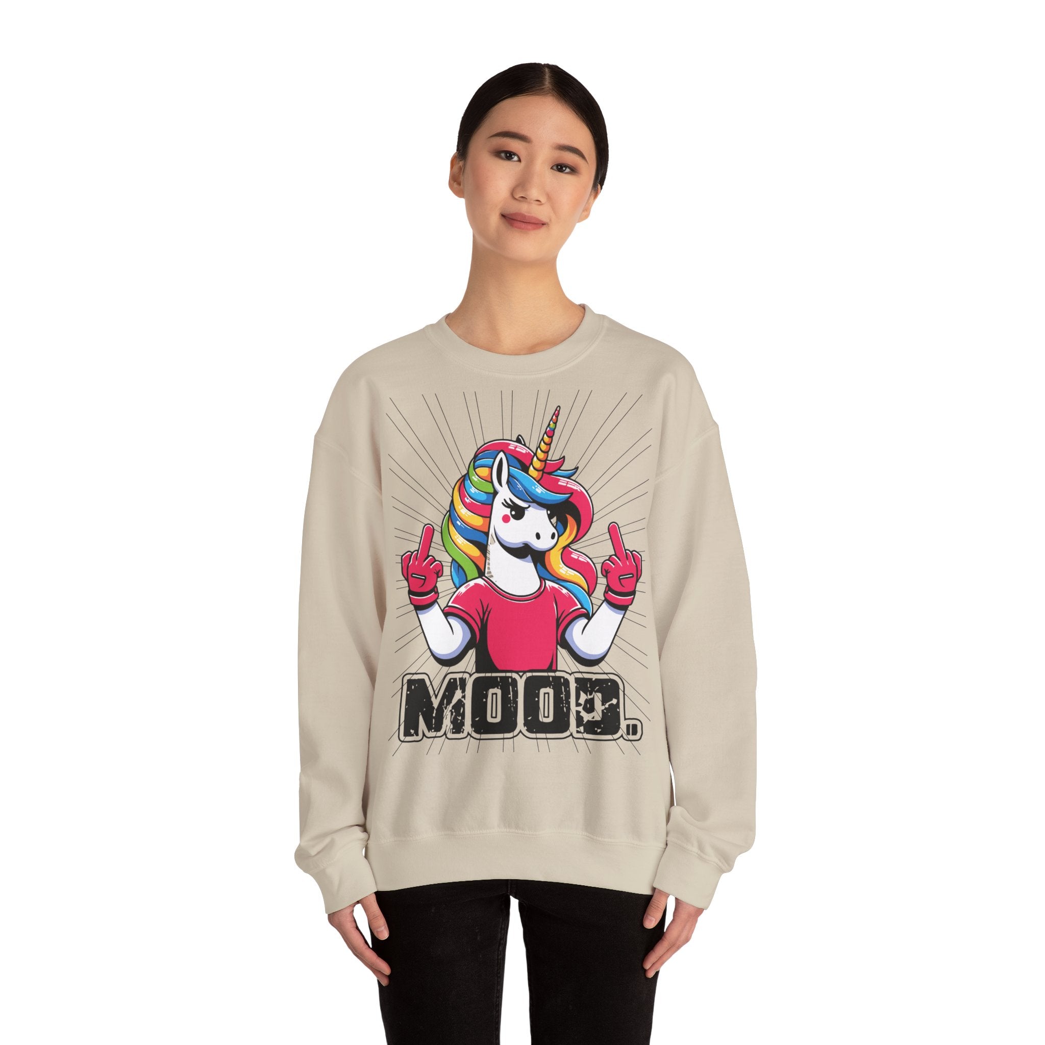 Funny Unicorn Sweatshirt, Mood Sweatshirt, Gift for Her, Cute Crewneck, Rainbow Unicorn Apparel, Cozy Sweatshirt for Teens, Quirky Gift
