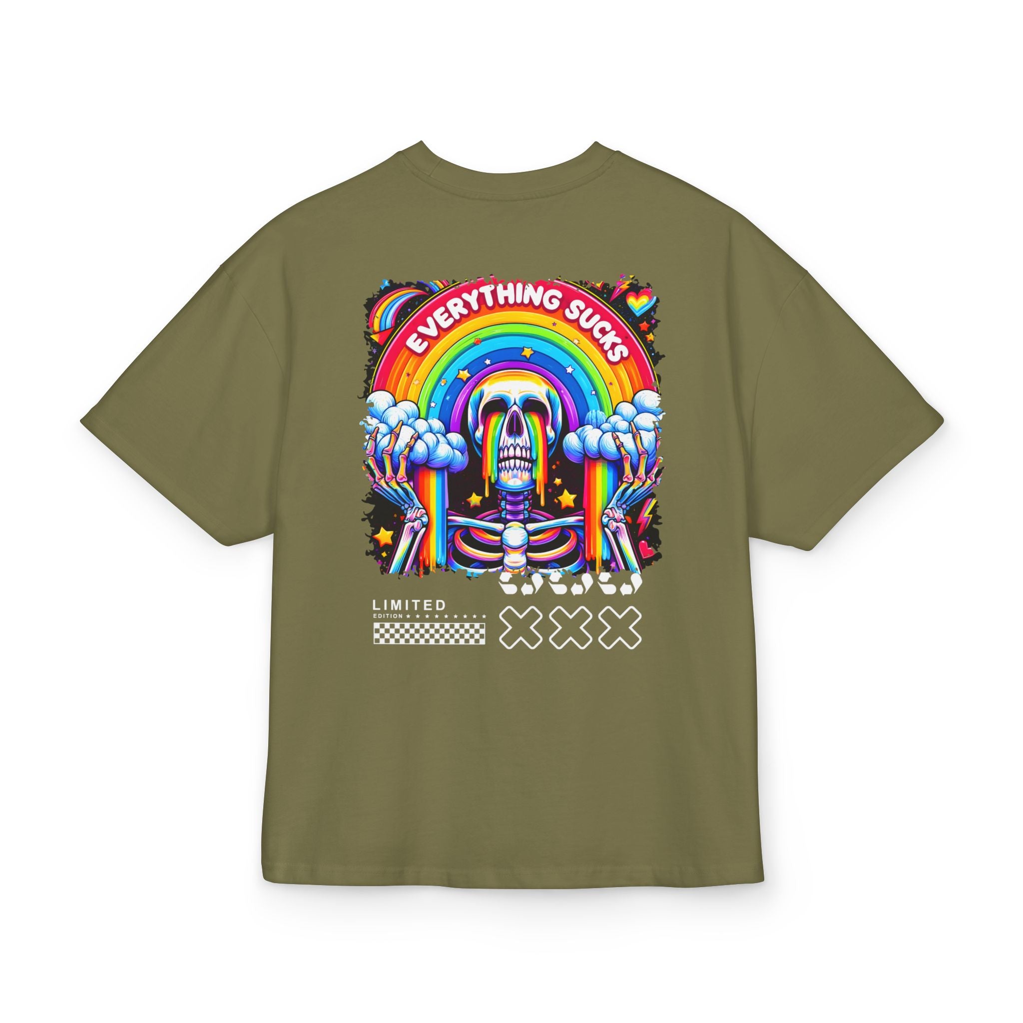 Unisex Ultra Heavy Cotton Box Tee „EVERYTHING SUCKS“ – Lässiges Boxy Shirt mit frechem Rückenprint