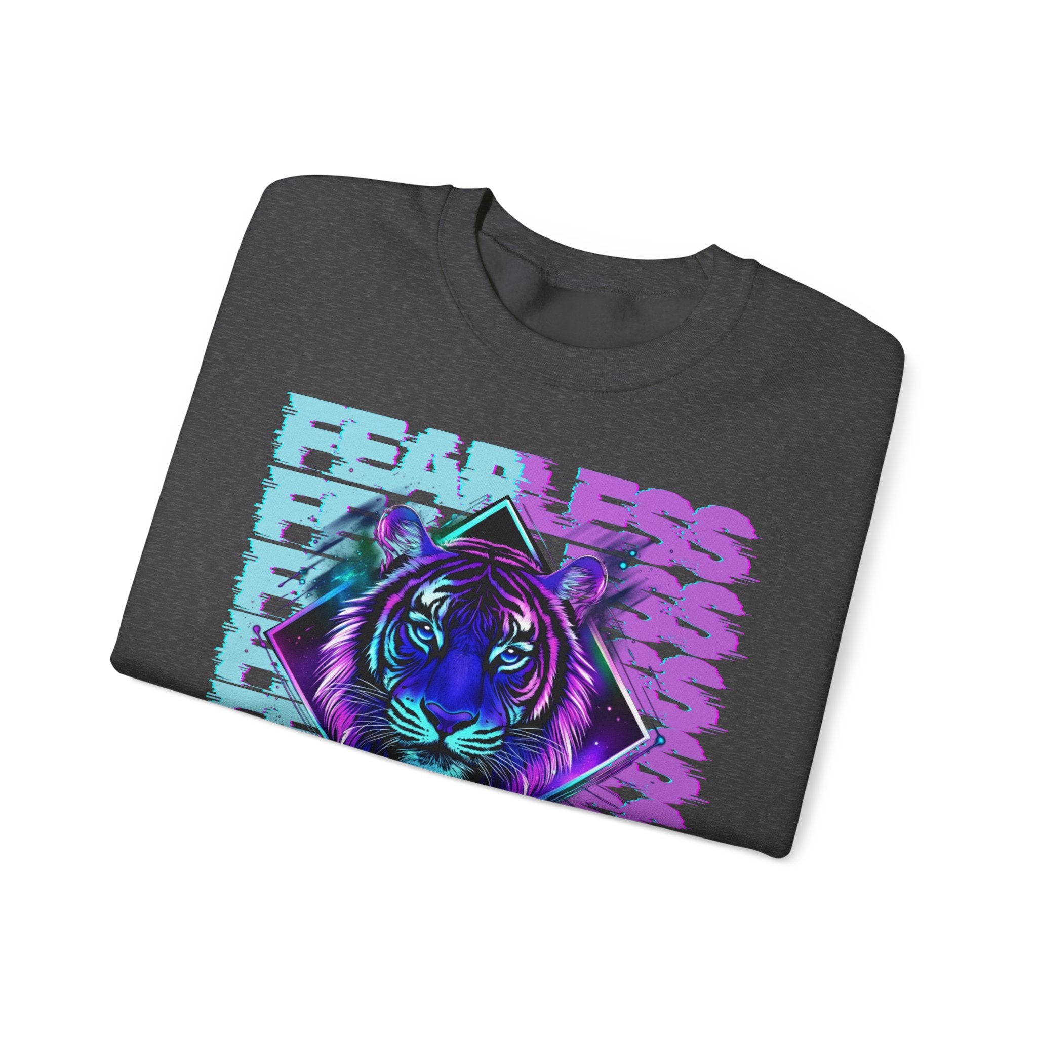 Fearless Tiger Graphic Sweatshirt, Unisex Crewneck, Cozy Fashion, Gift for Animal Lovers, Perfect for Casual Wear, Unique Fall Outfit