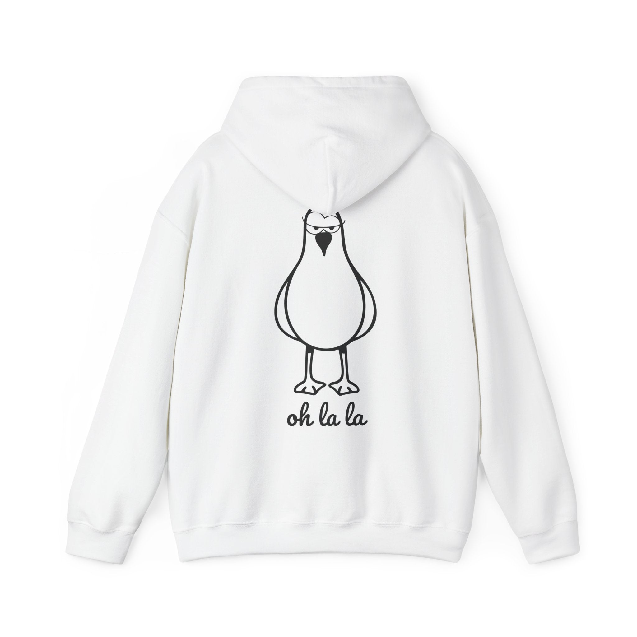 Hoodie „Sexy Möwe – Oh La La“ – Unisex Hoodie mit kleinem Frontprint & großem Rückenprint