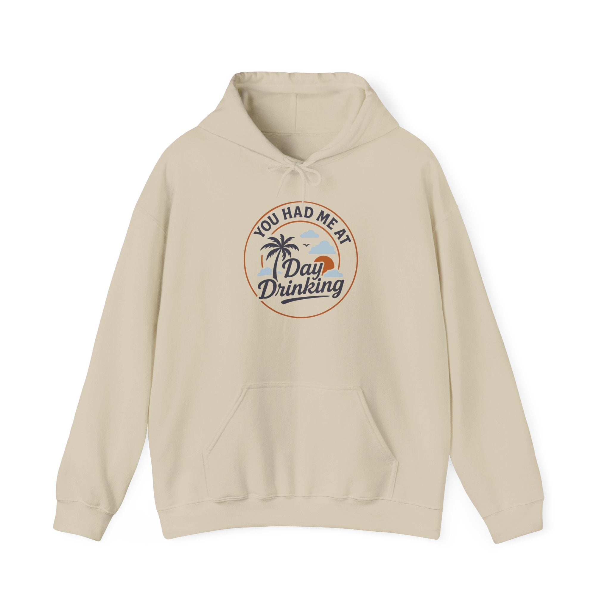 Hoodie „YOU HAD ME AT DAY DRINKING“ – Cooler Unisex Hoodie mit großem Frontprint