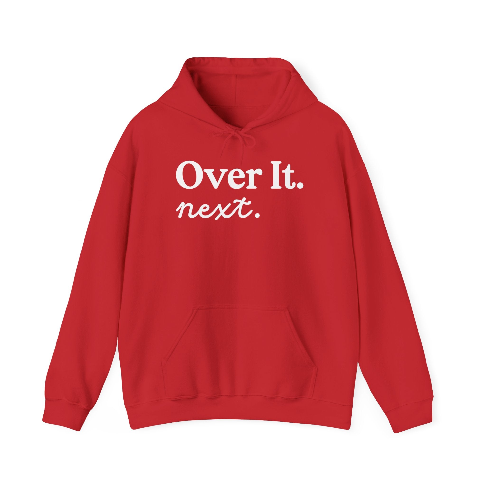 Unisex Heavy Blend™ Hoodie „OVER IT. NEXT.“ – lässiger Hoodie mit starkem Statement-Print