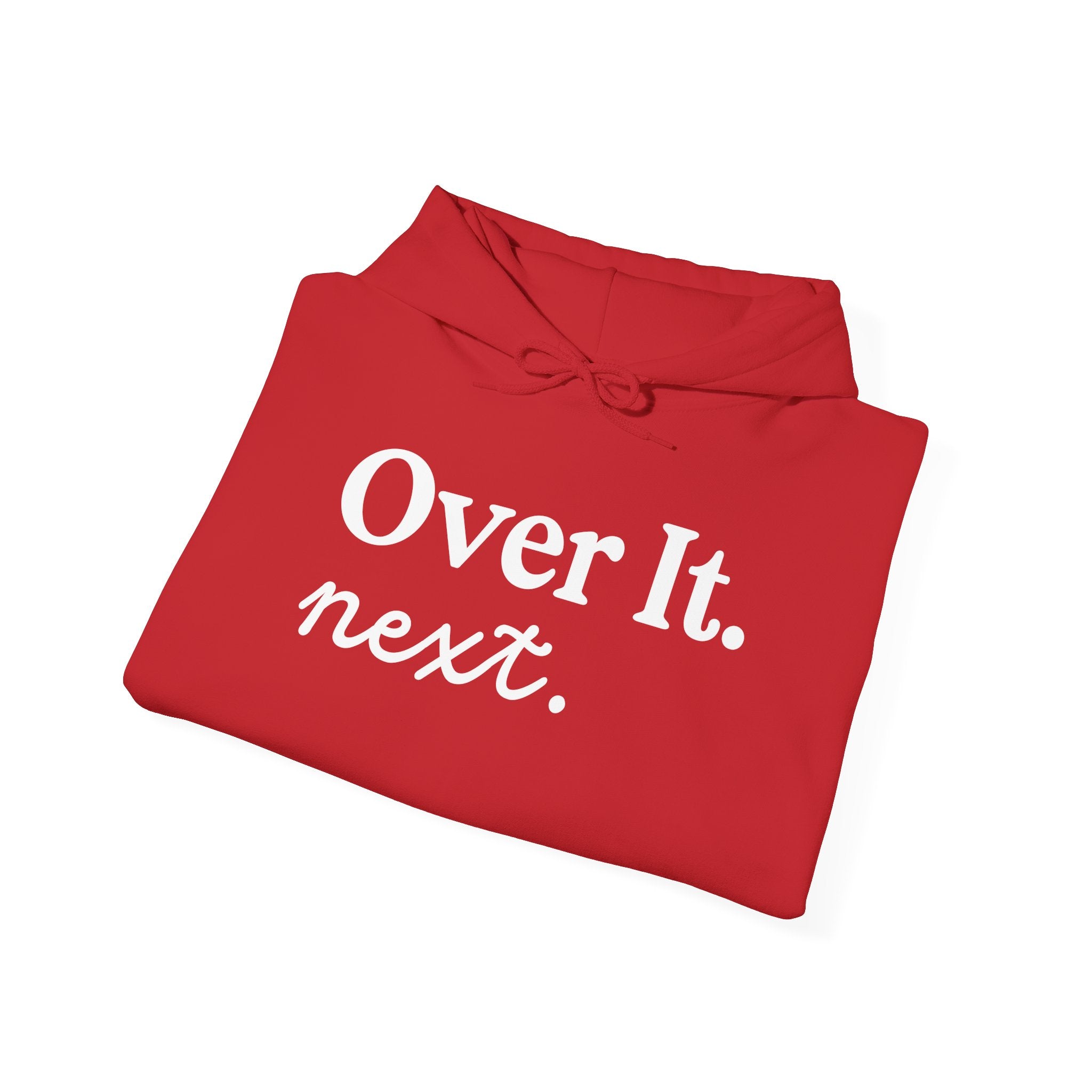 Unisex Heavy Blend™ Hoodie „OVER IT. NEXT.“ – lässiger Hoodie mit starkem Statement-Print