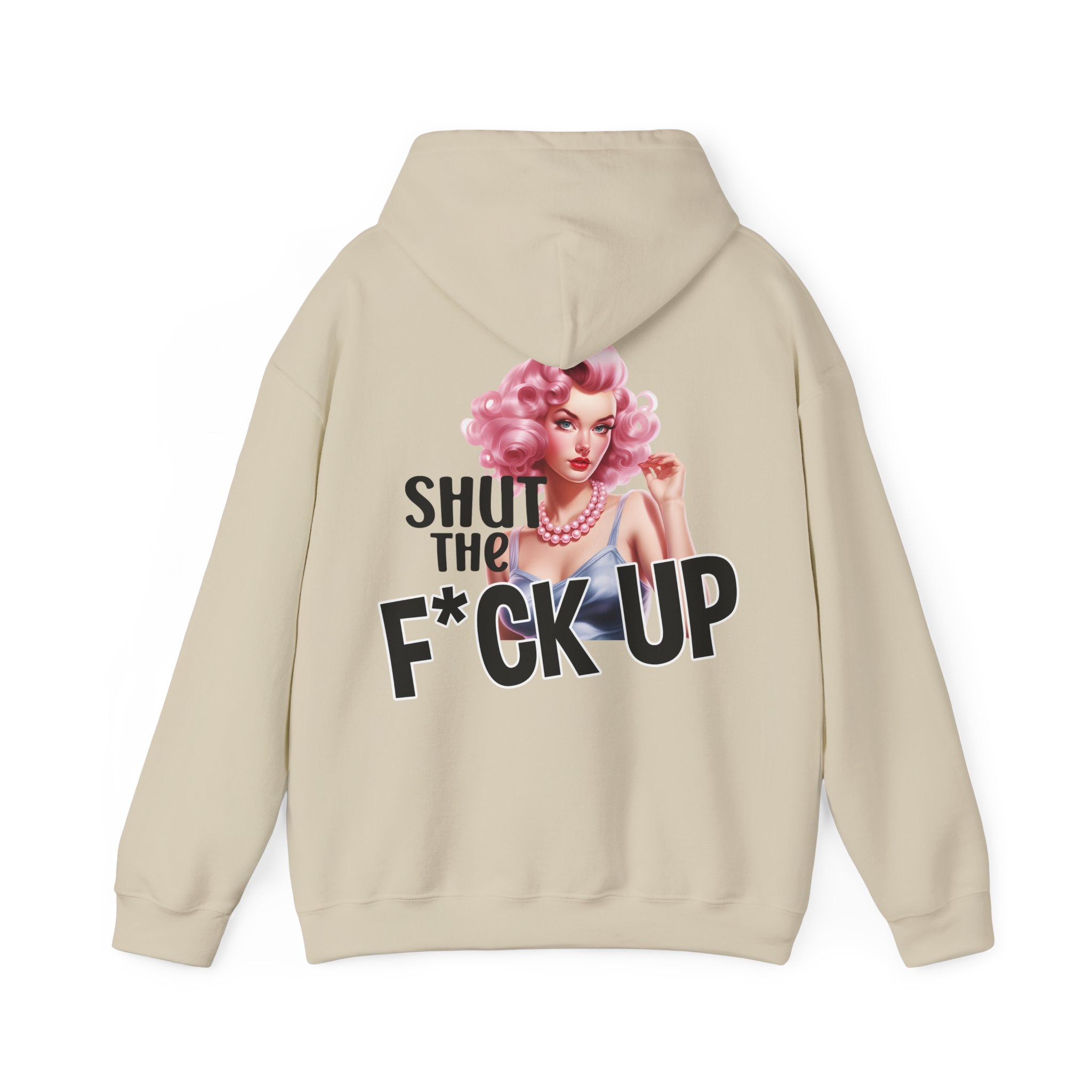 Unisex Hoodie mit Rückenprint „SHUT THE F*CK UP“ – Hoodie mit frechem Statement