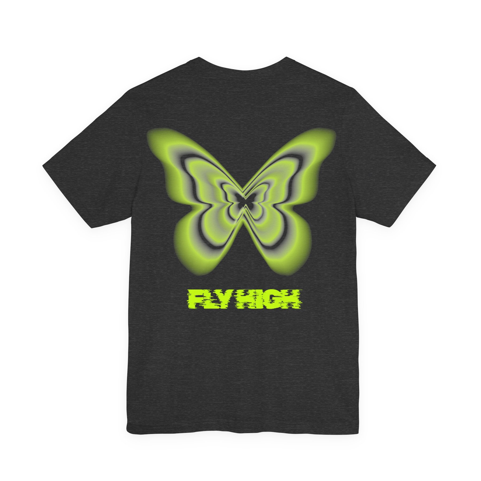Unisex Jersey T-Shirt „Fly High“ – Lässiges Kurzarmshirt mit kleinem Front- und großem Rückenprint